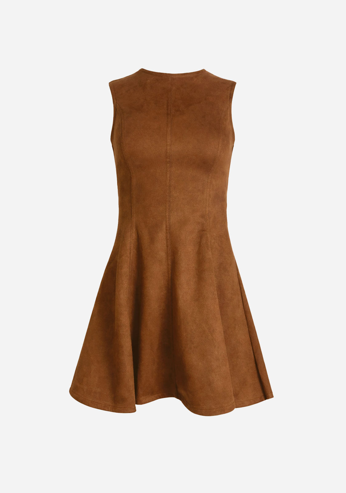 Suede Denim Backless a Line Mini Dress