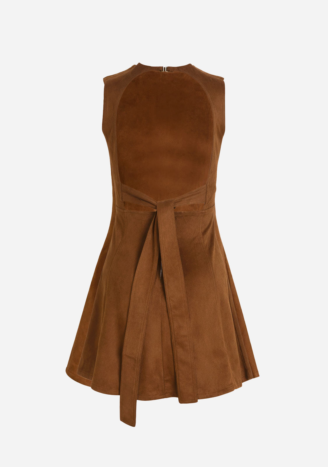 Suede Denim Backless a Line Mini Dress