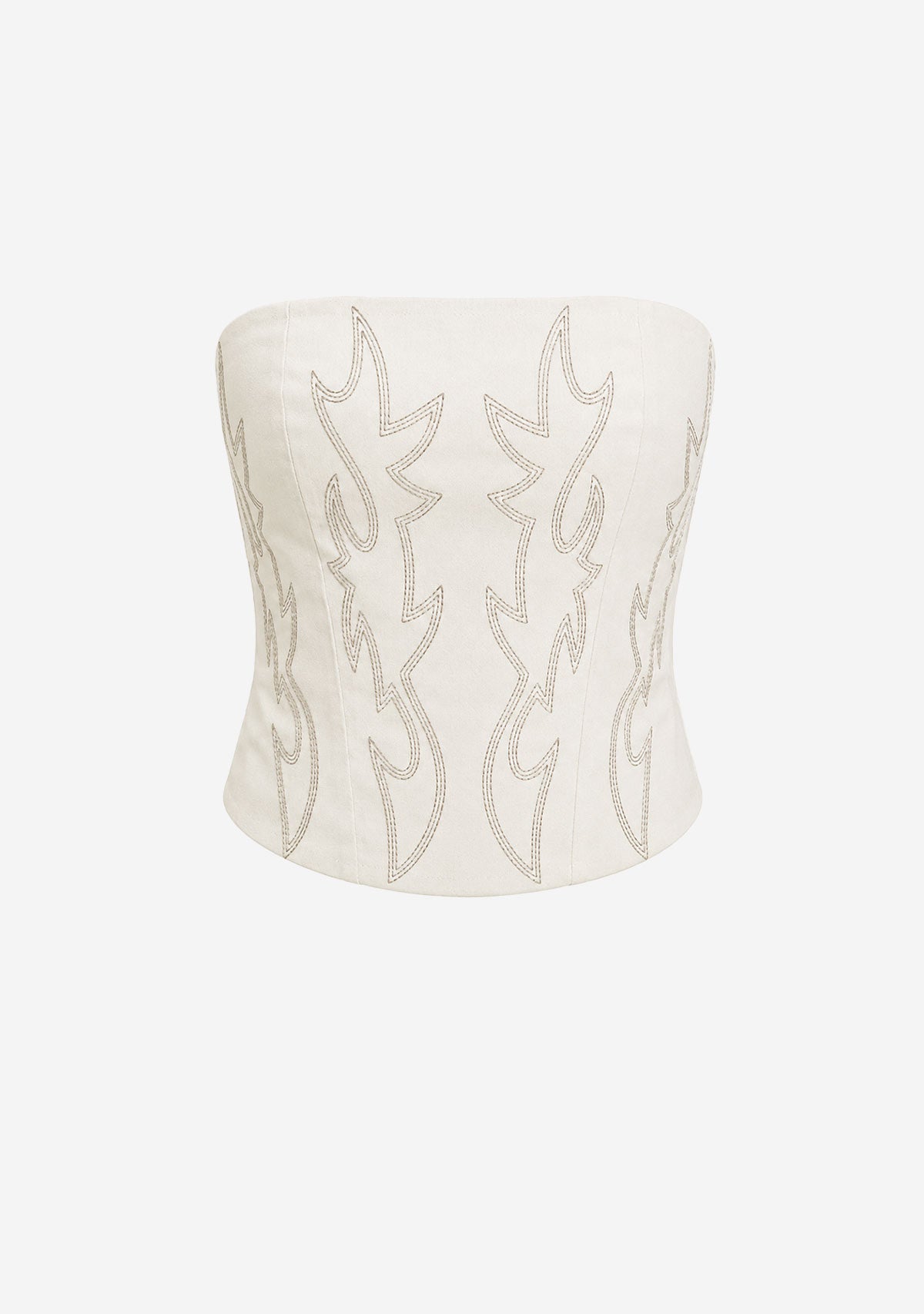 Beckee Vegan Leather Embroidered Western Corset Top Cream