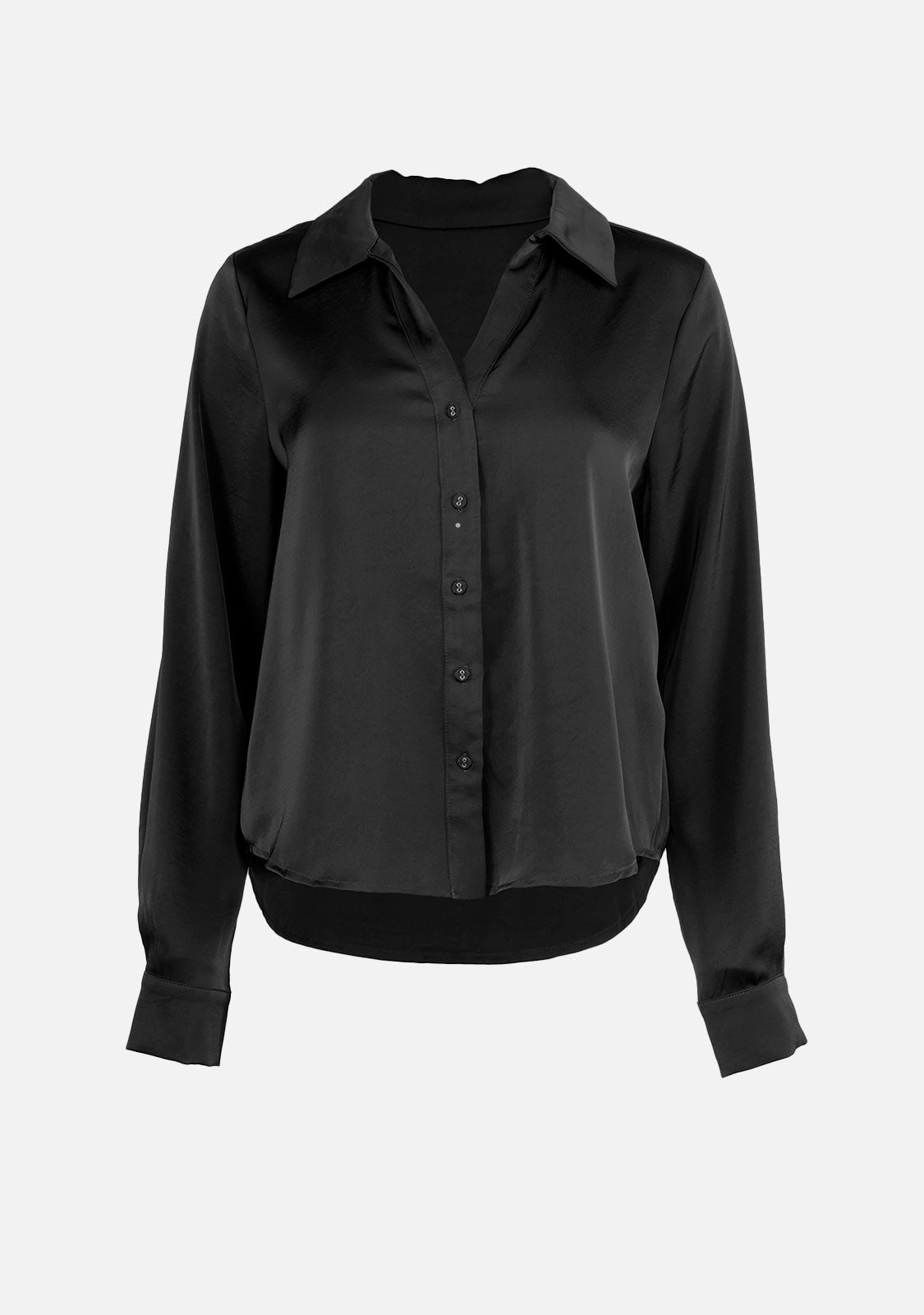 Long Sleeve Fine Satin Button-Up Shirt