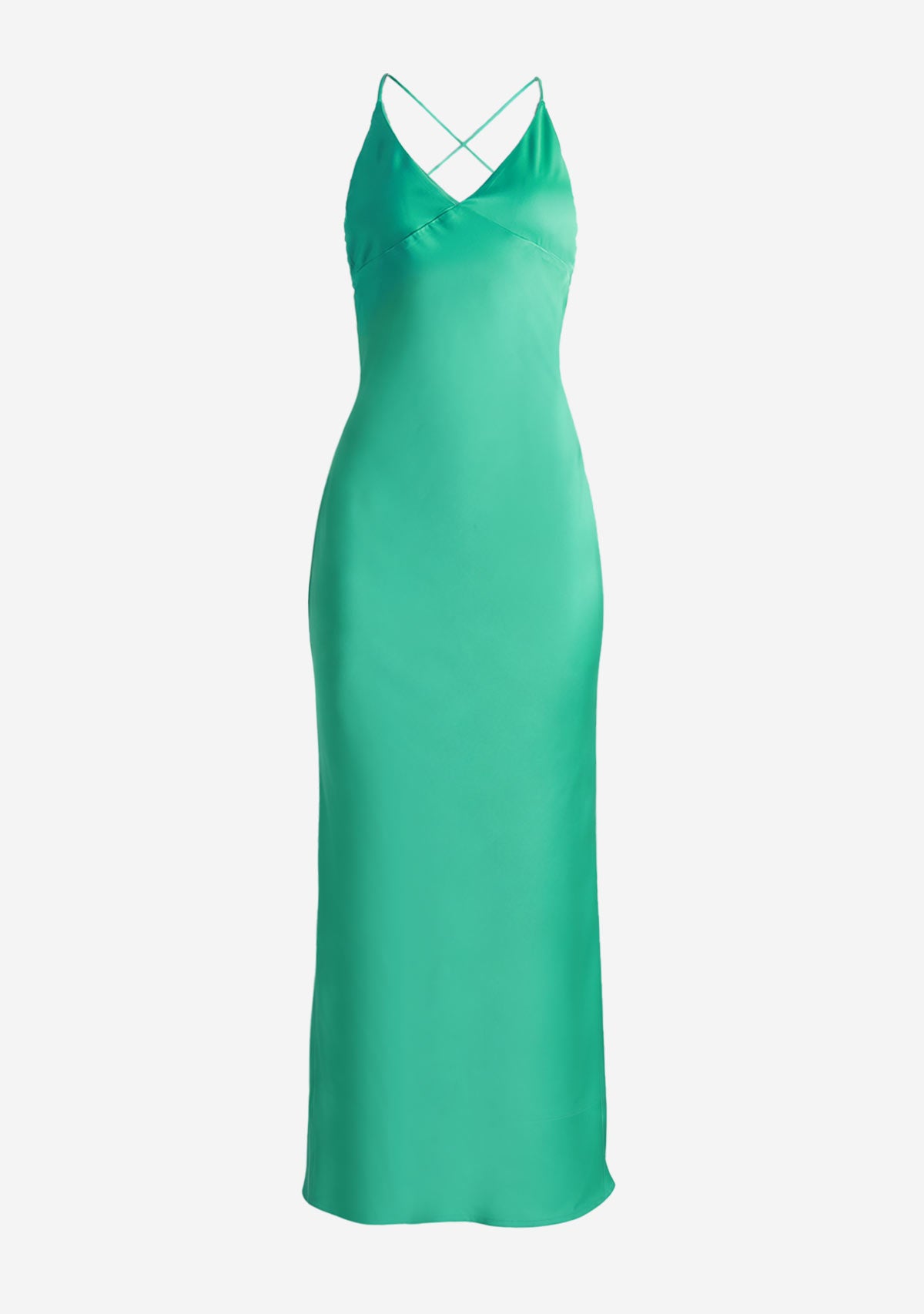 V-Neck Satin Slip Maxi Dress Light Green