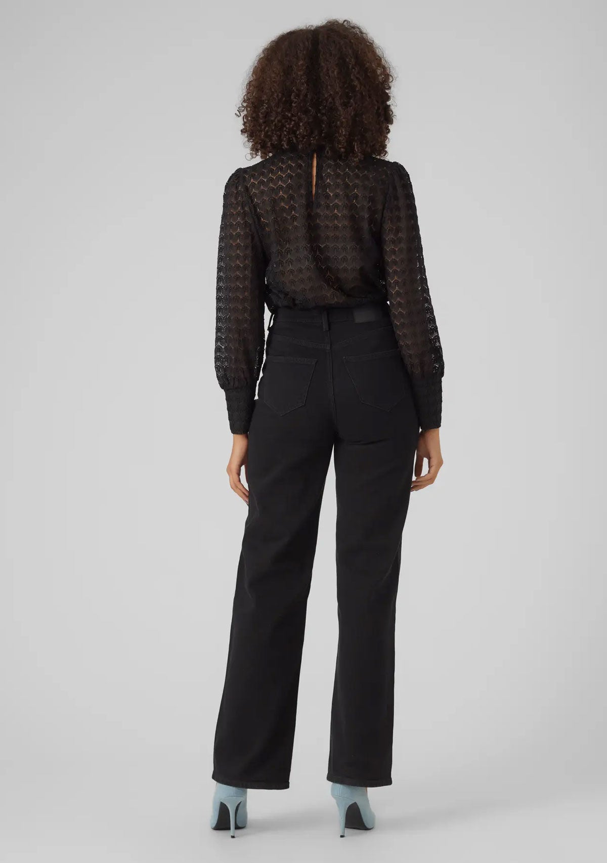 VMBecca Ls High Neck Lace Top Jrs Noos Black