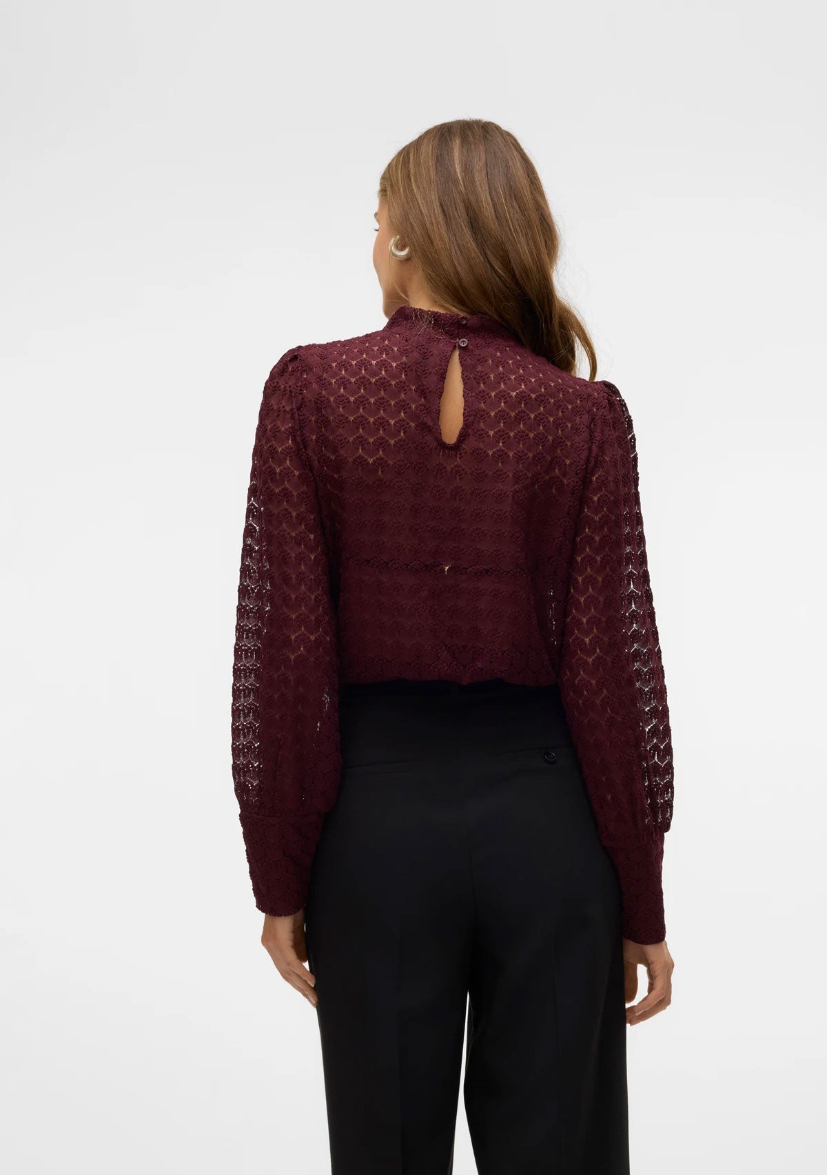 VMBecca Ls High Neck Lace Top Jrs Noos Winetasting