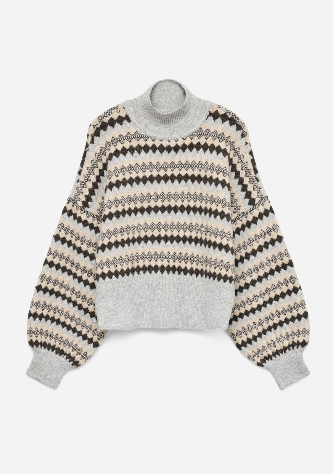 VMGaiva Ls Highneck Pullover Light Grey Melange