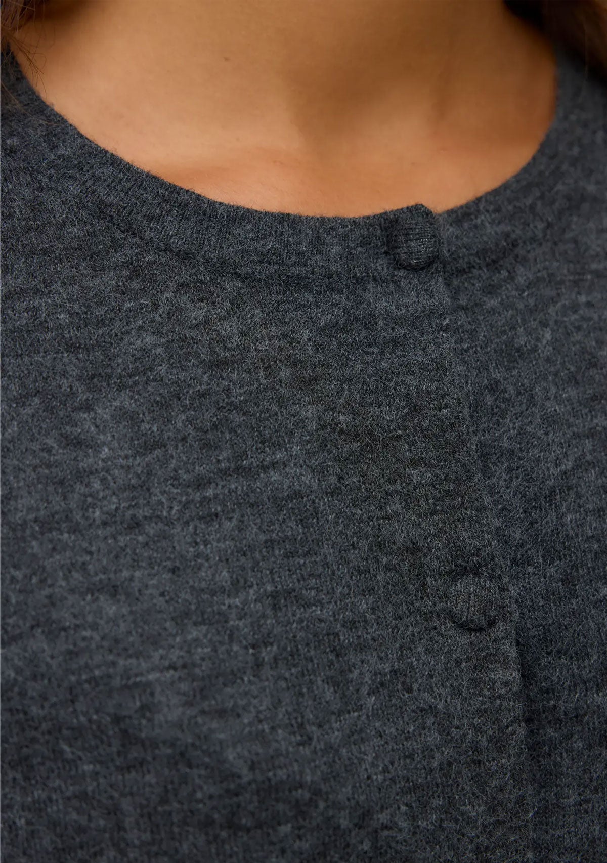 Vmmarina Ls O-neck Cardigan Noos Dark Grey Melange