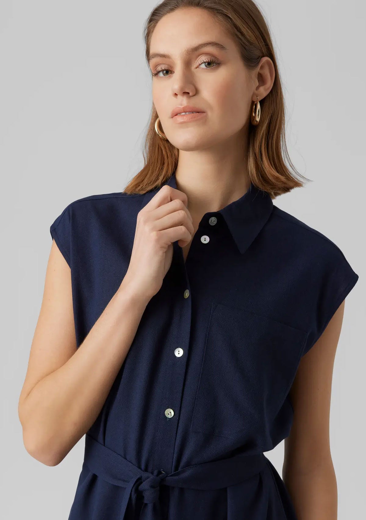 Vm Mymilo  Calf Shirt Dress Navy Blazer