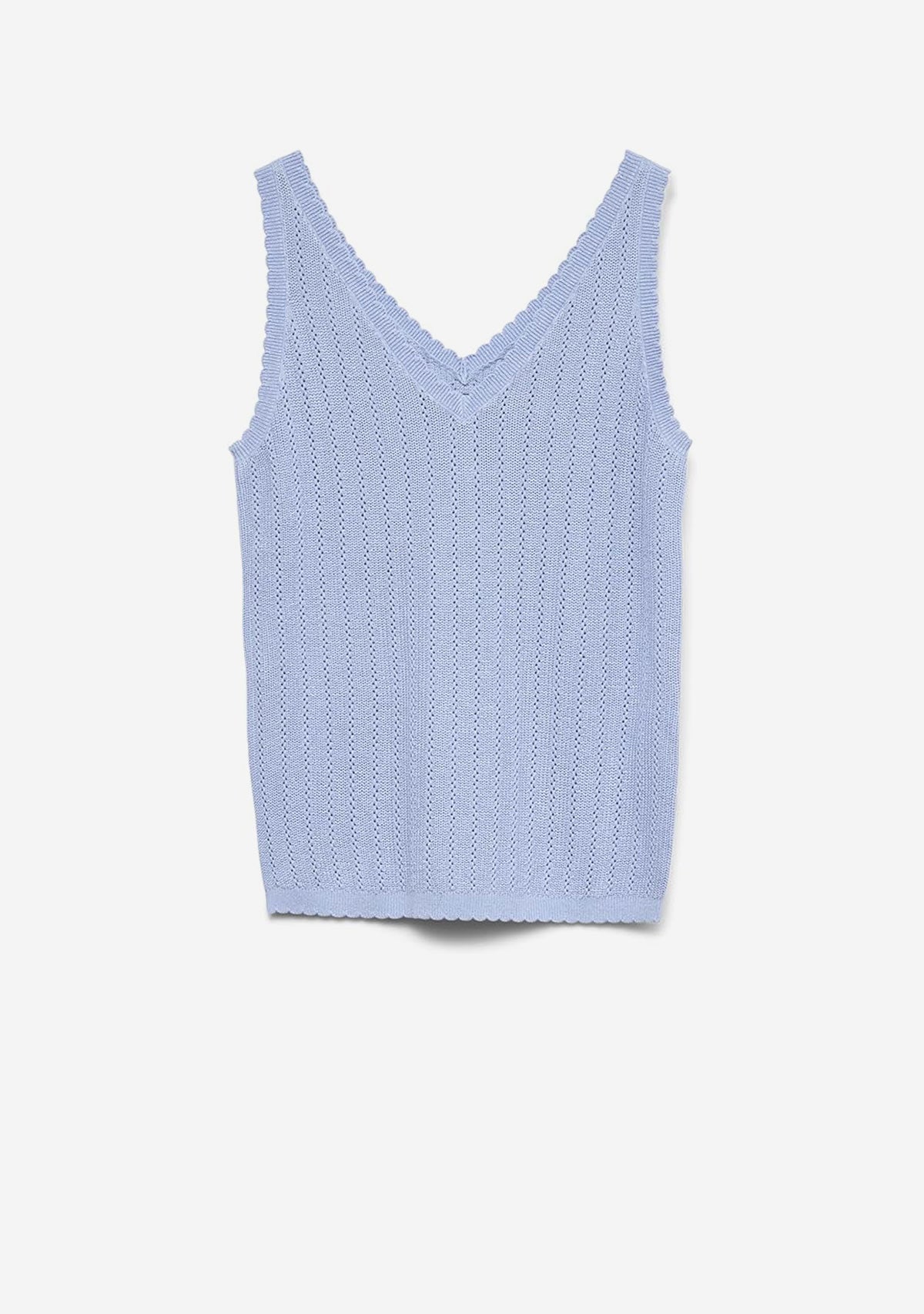 Vm New Lex Pointelle V-Neck Top Noos Brunnera Blue