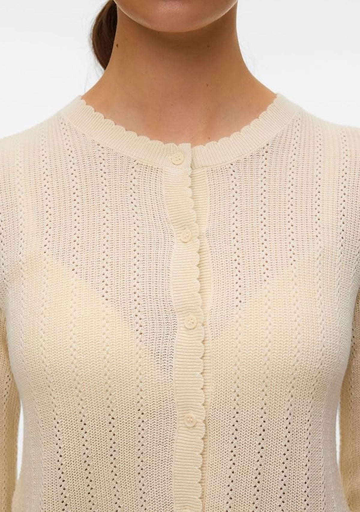 Vm Newl Ex Pointelle Cardigan Noos Birch