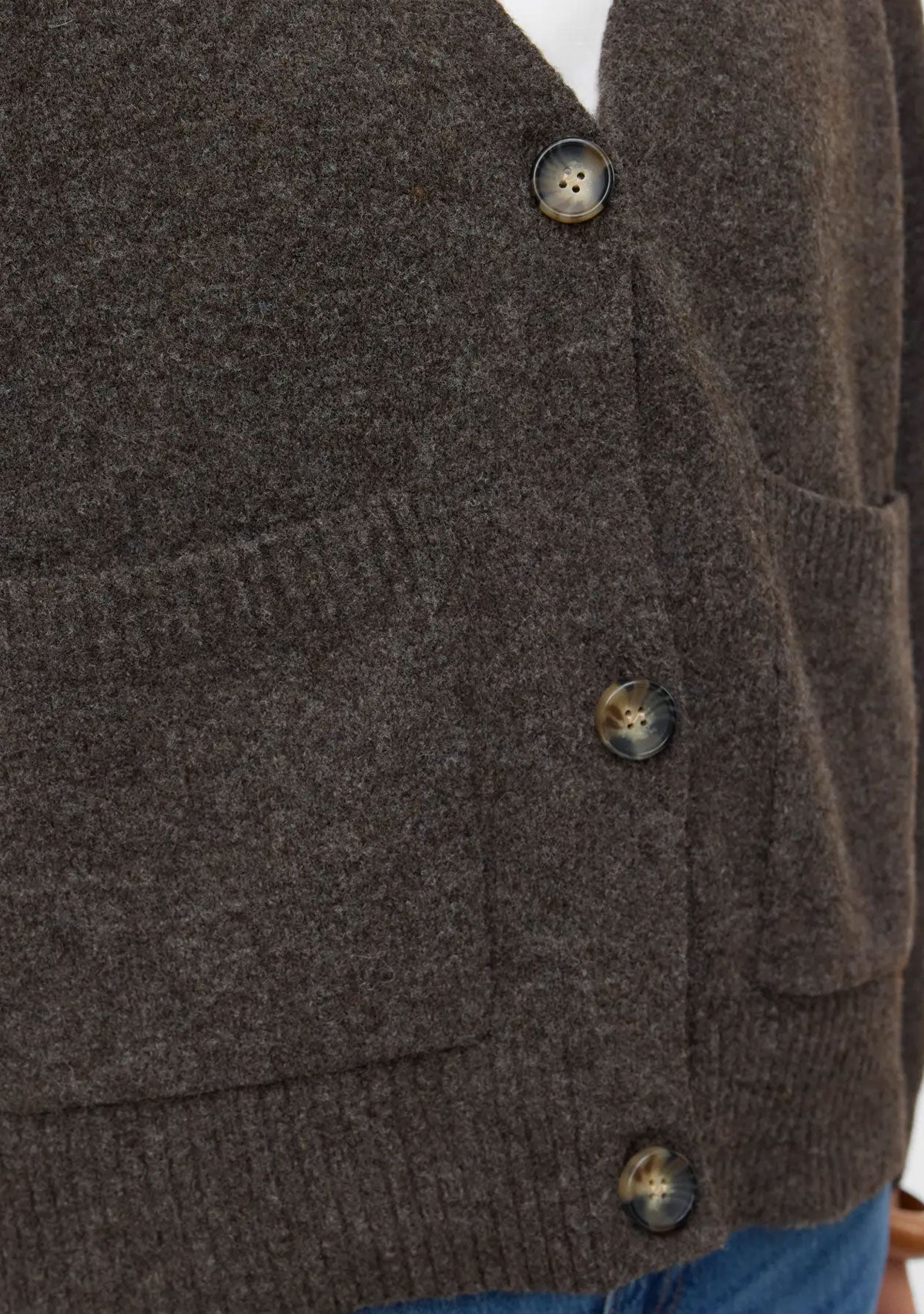 VM Boom LS V-Neck Button Cardigan Chocolate Torte