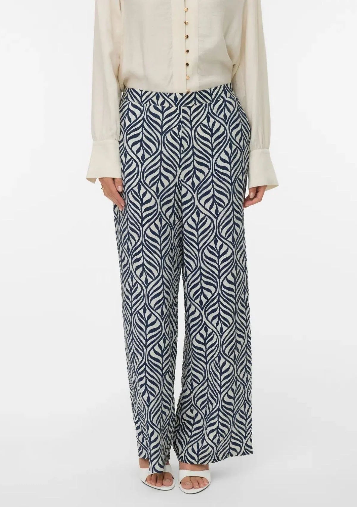 Vmjosie Hw Wide Pant Birch Navy Blazer Bonnie