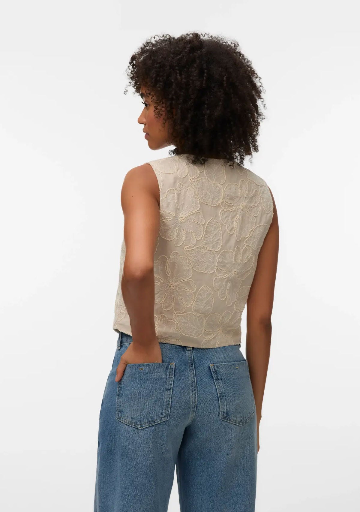 Vmmillia Sl Embroidery Waistcoat Oatmeal