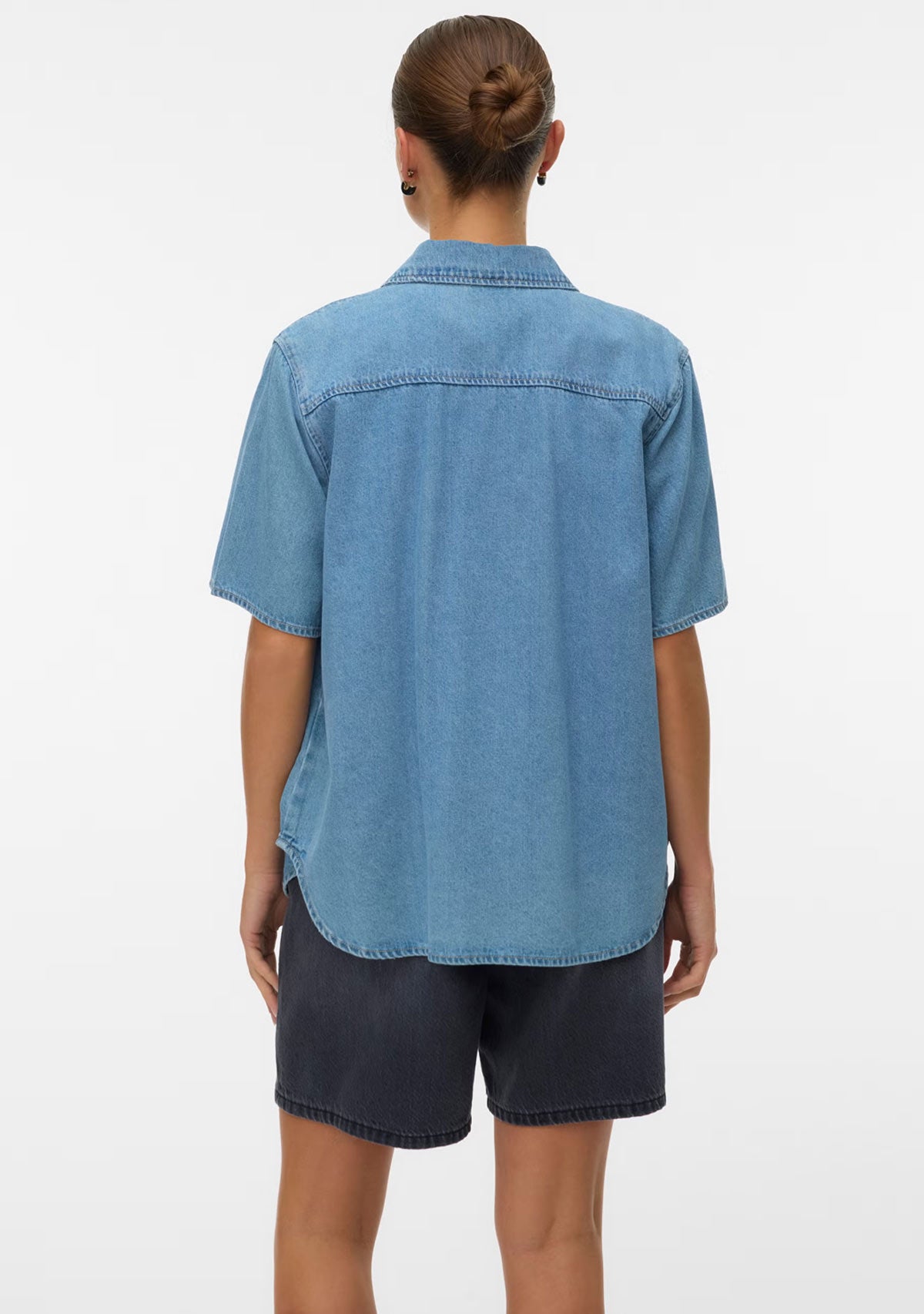 Vmsigga Ss Clr Denim Shirt Light Blue Denim