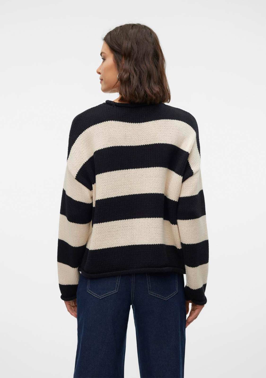 VMLeonora LS Rolledge Striped Sweater