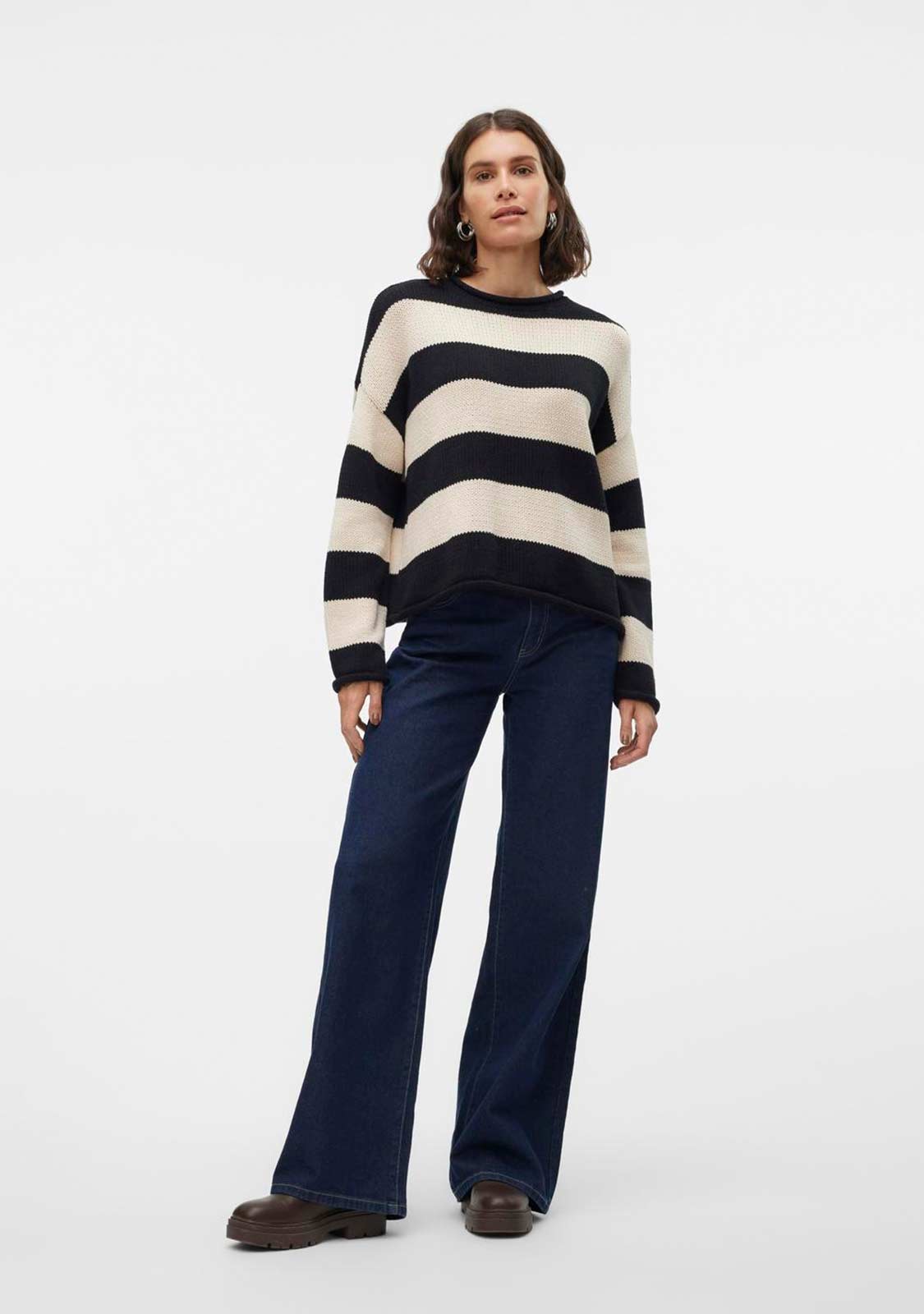 VMLeonora LS Rolledge Striped Sweater