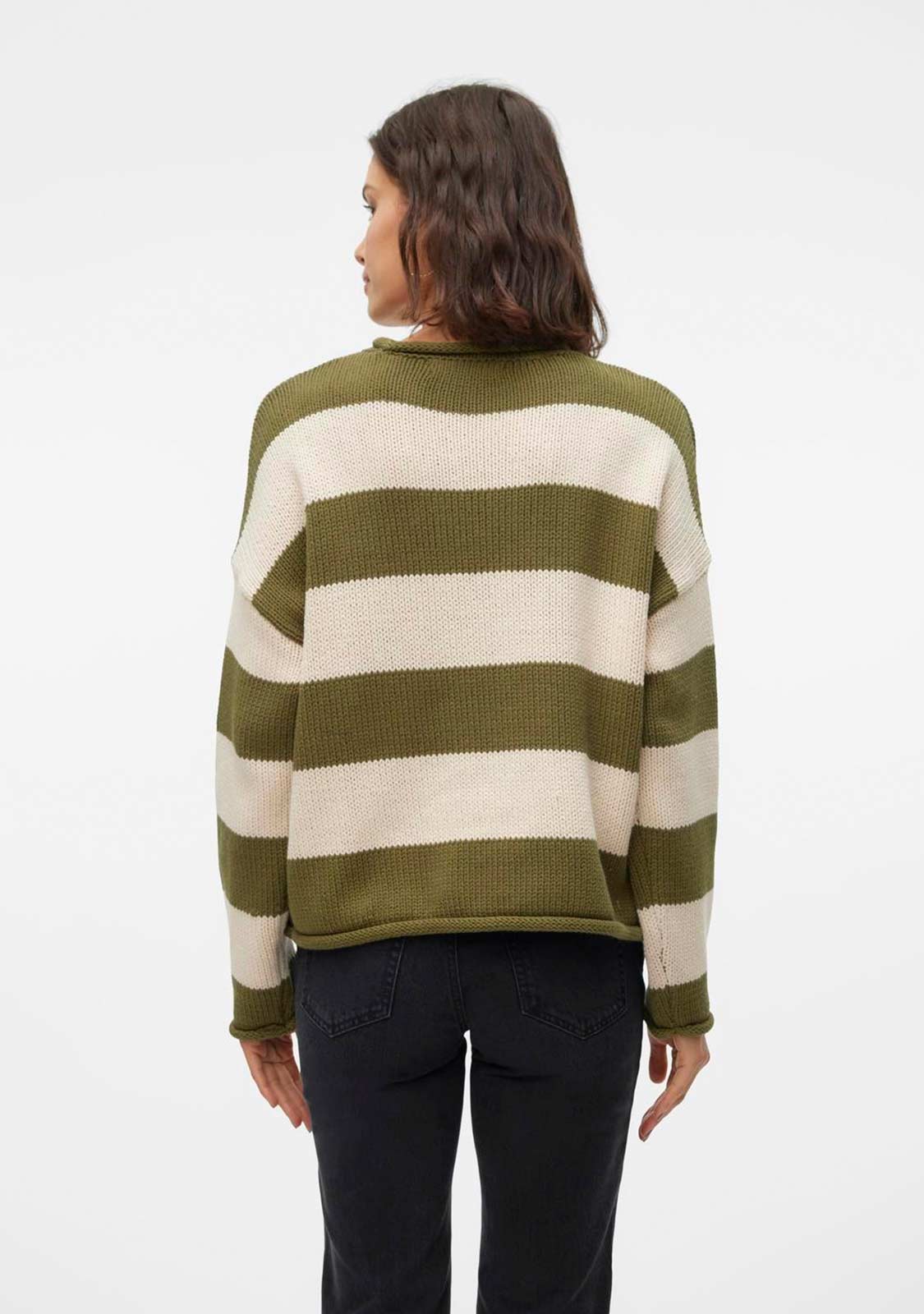 VMLeonora LS Rolledge Striped Sweater