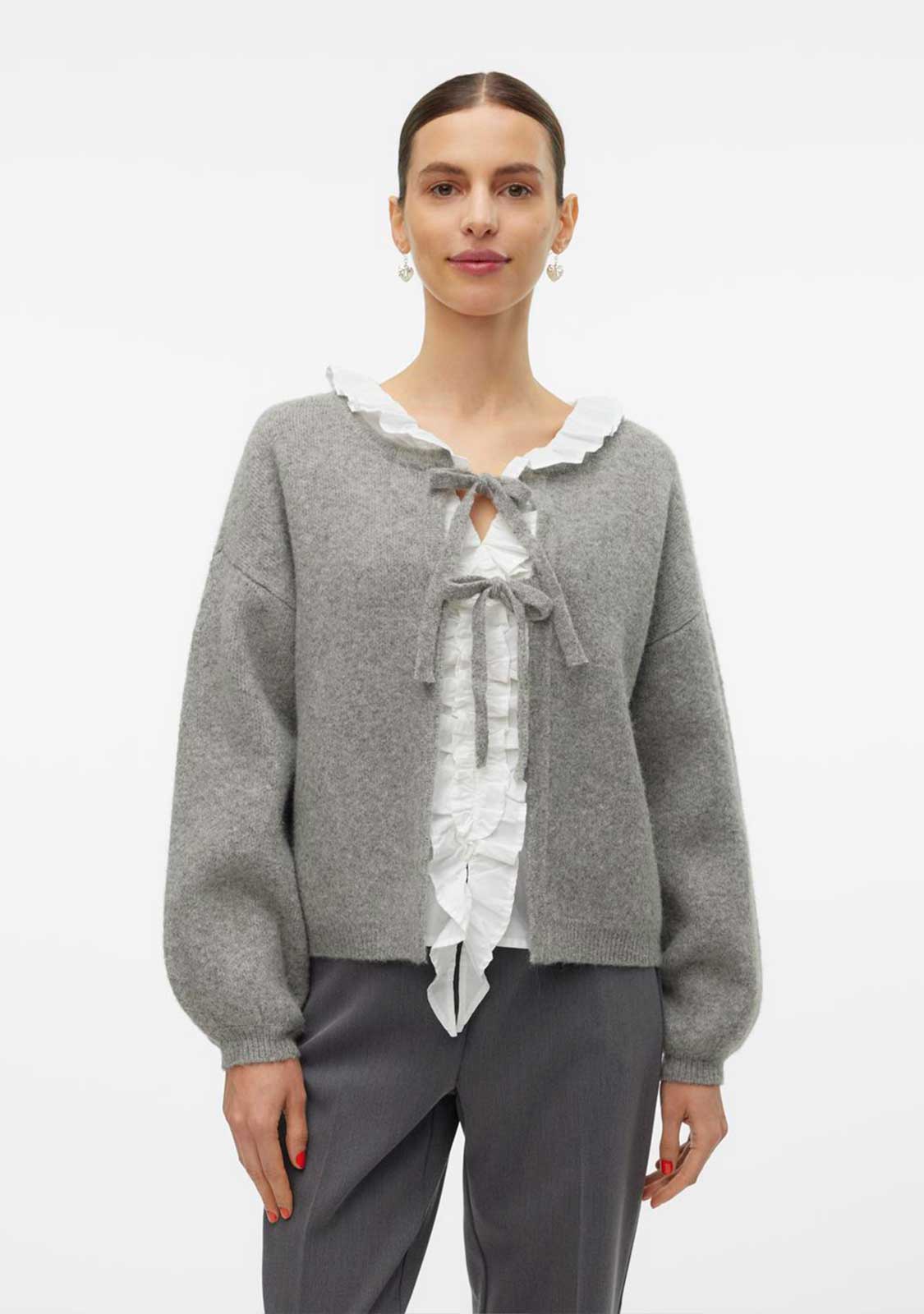 VM Bow LS O-Neck Tie Cardigan