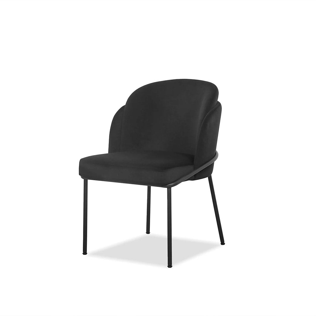 WALLEN Dining Chair Fennelseed Fabric Black Powder Coated Steel Base ,  2/Box