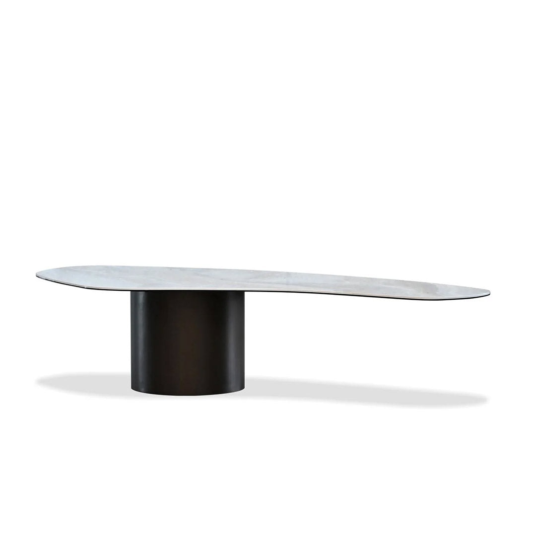 WEDGE Large Coffee Table Brushed Deep Brown Powder Coated Base Onice Grigio Ceramic Top