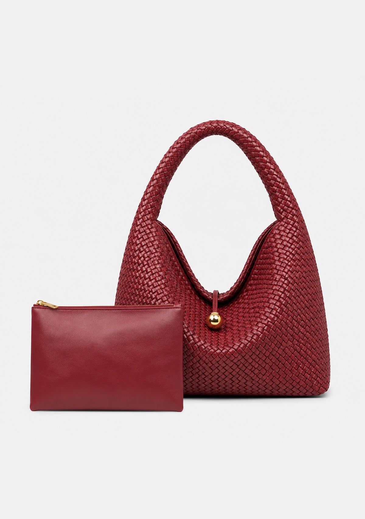 Curved Shoulder Bag with Pouch