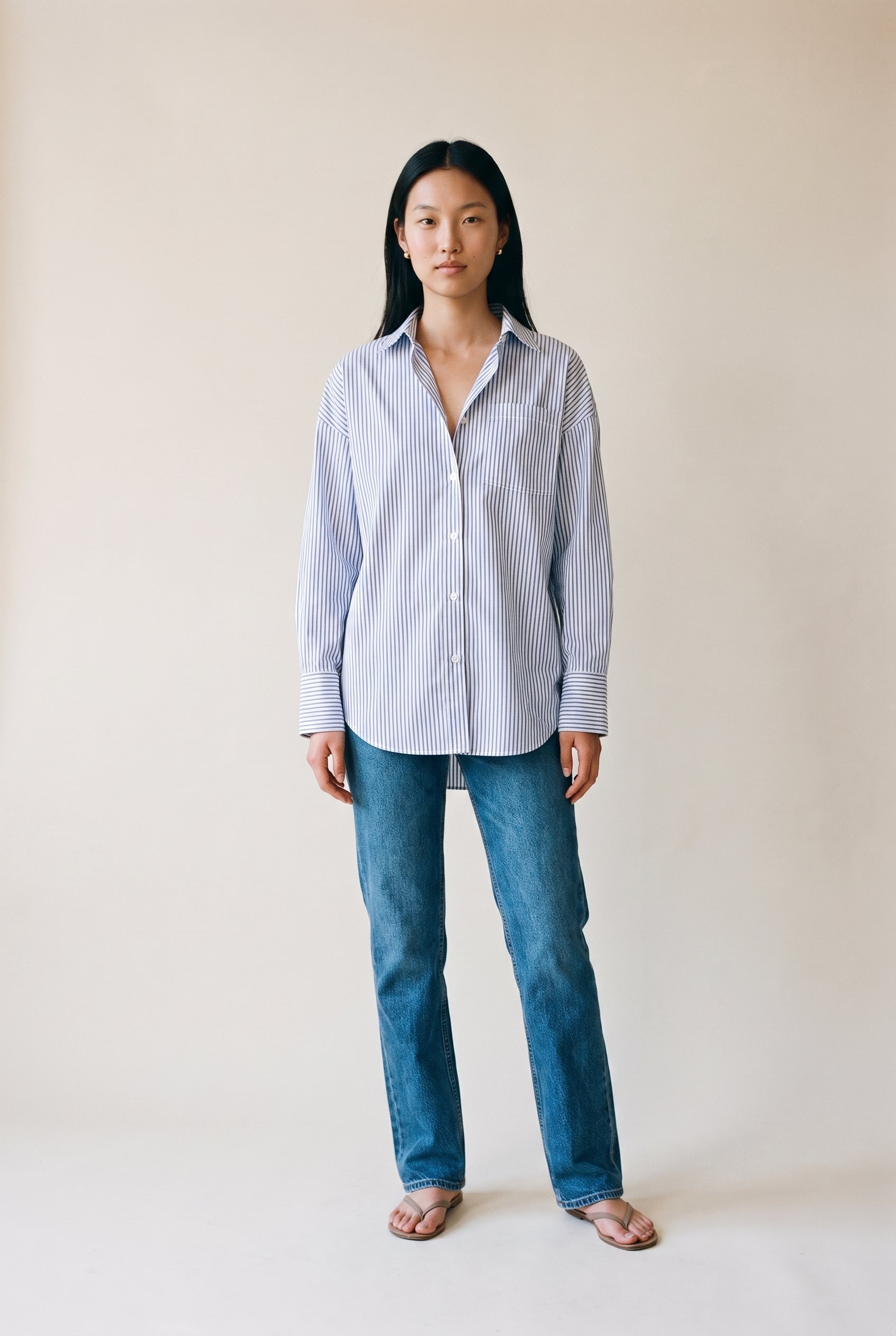 Chemise oversize en popeline biologique à manches longues