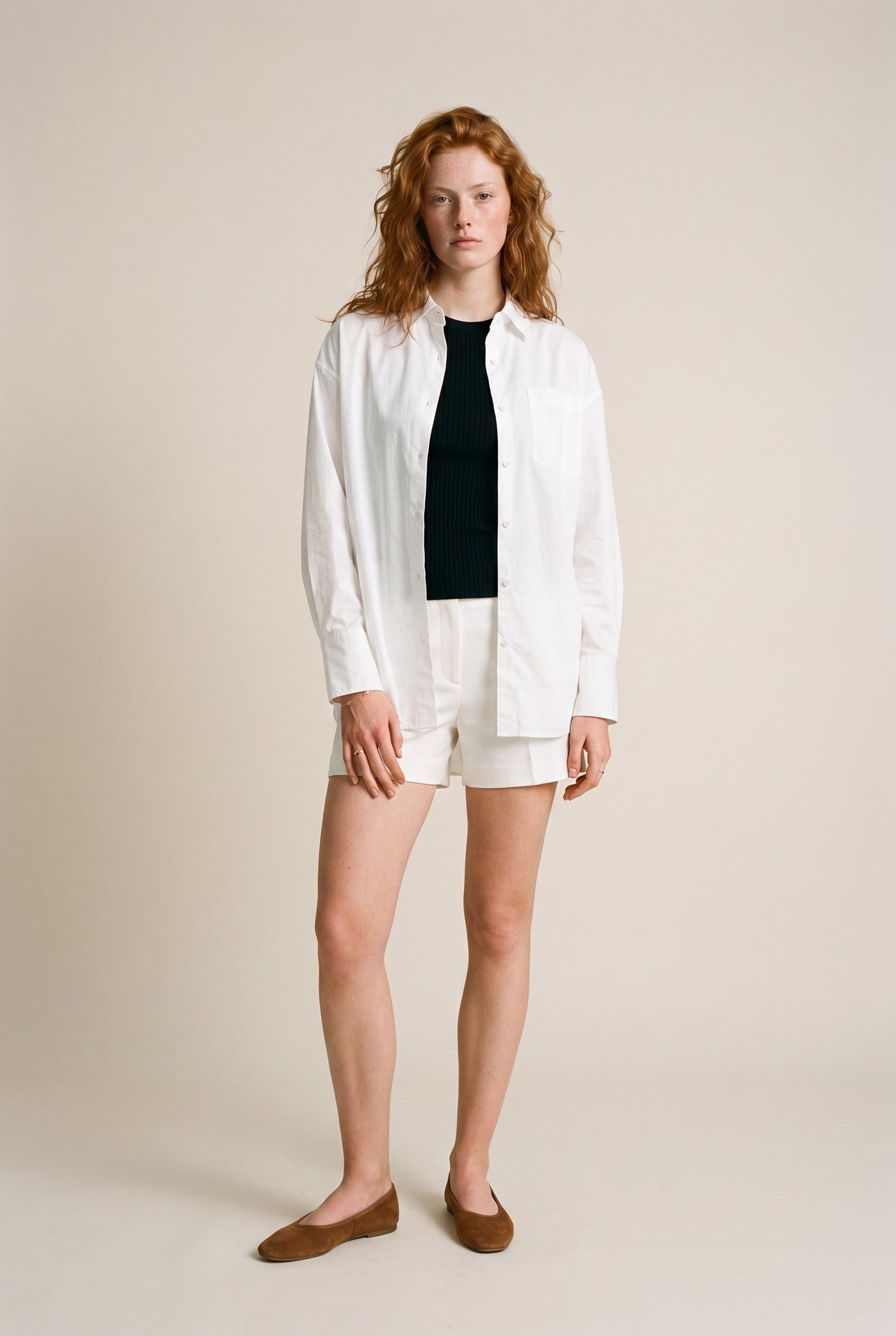 Chemise oversize en popeline biologique à manches longues