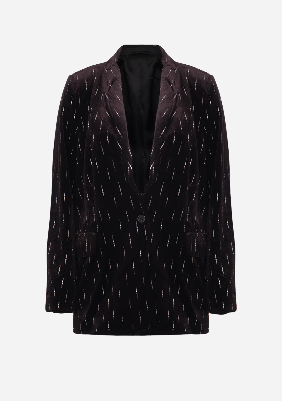 Embroidered Velvet Blazer Black Noir