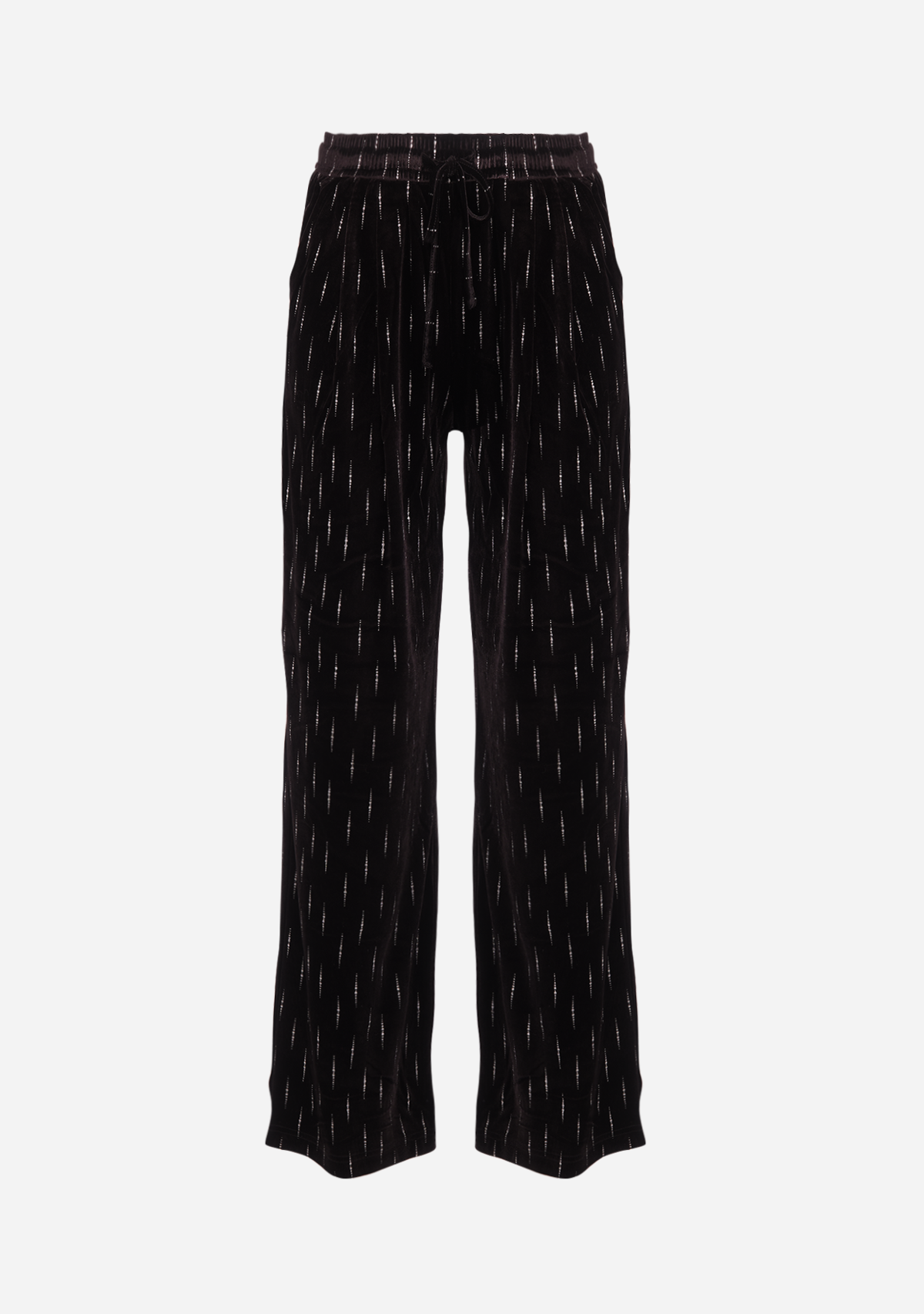 Embroidered Velvet Wide-Leg Pants Black Noir