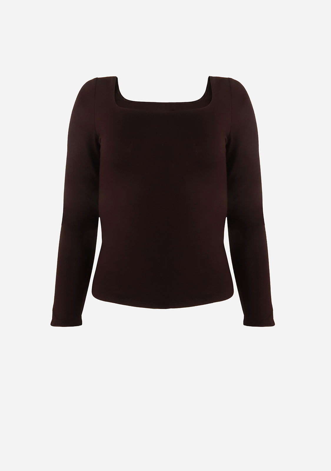 Double Layered Square Neck L/S Top Black