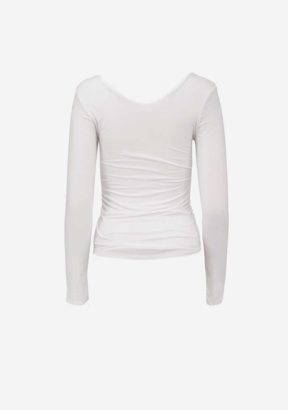 Dbl Layered V-Neck Side Ruched L/S Top