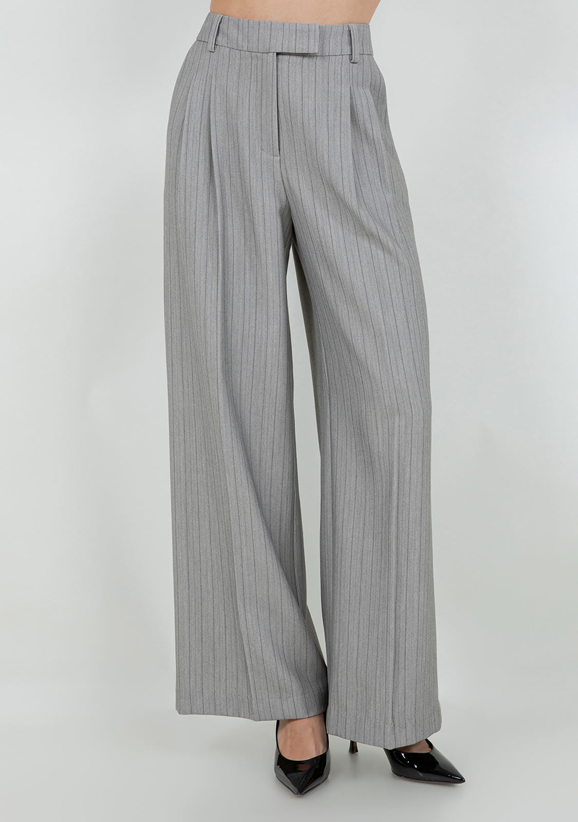 Embossed Pinstripe Trousers Grey