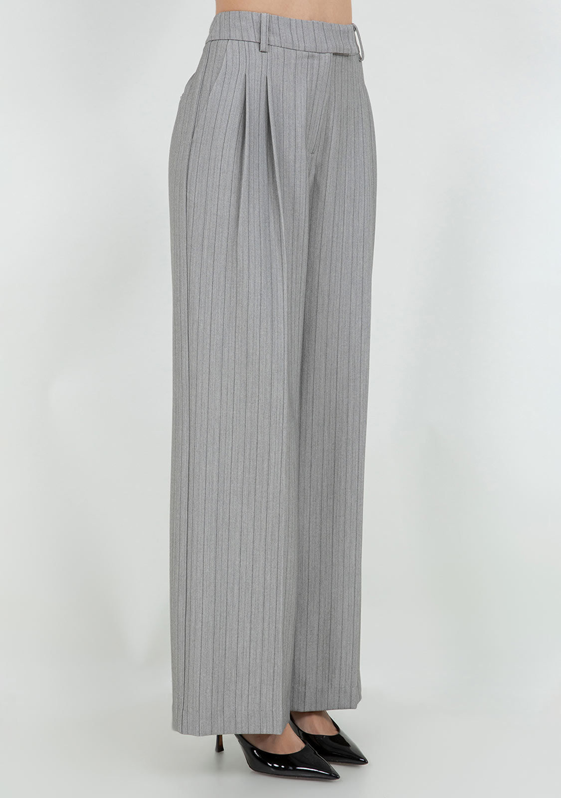 Embossed Pinstripe Trousers Grey