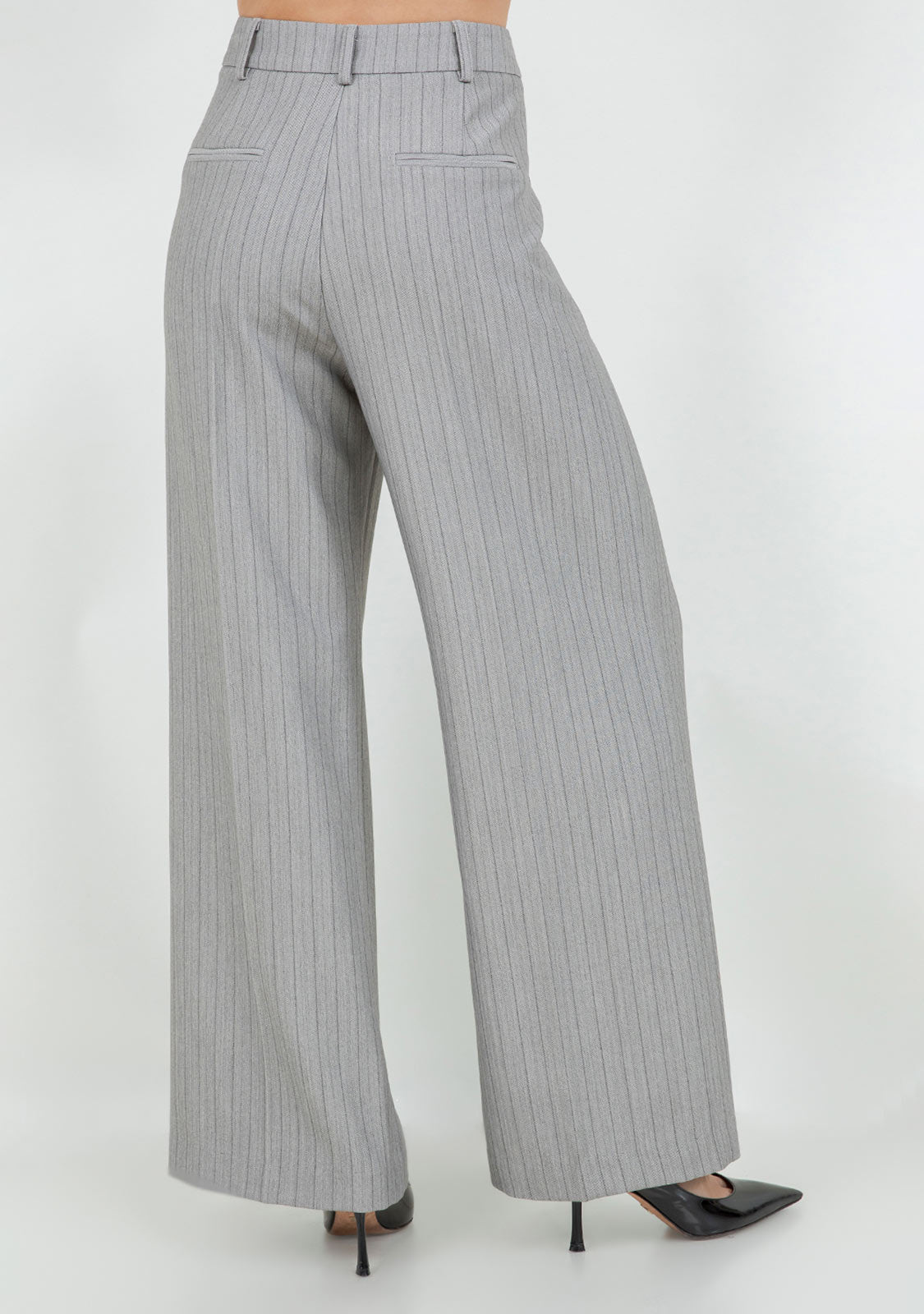 Embossed Pinstripe Trousers Grey