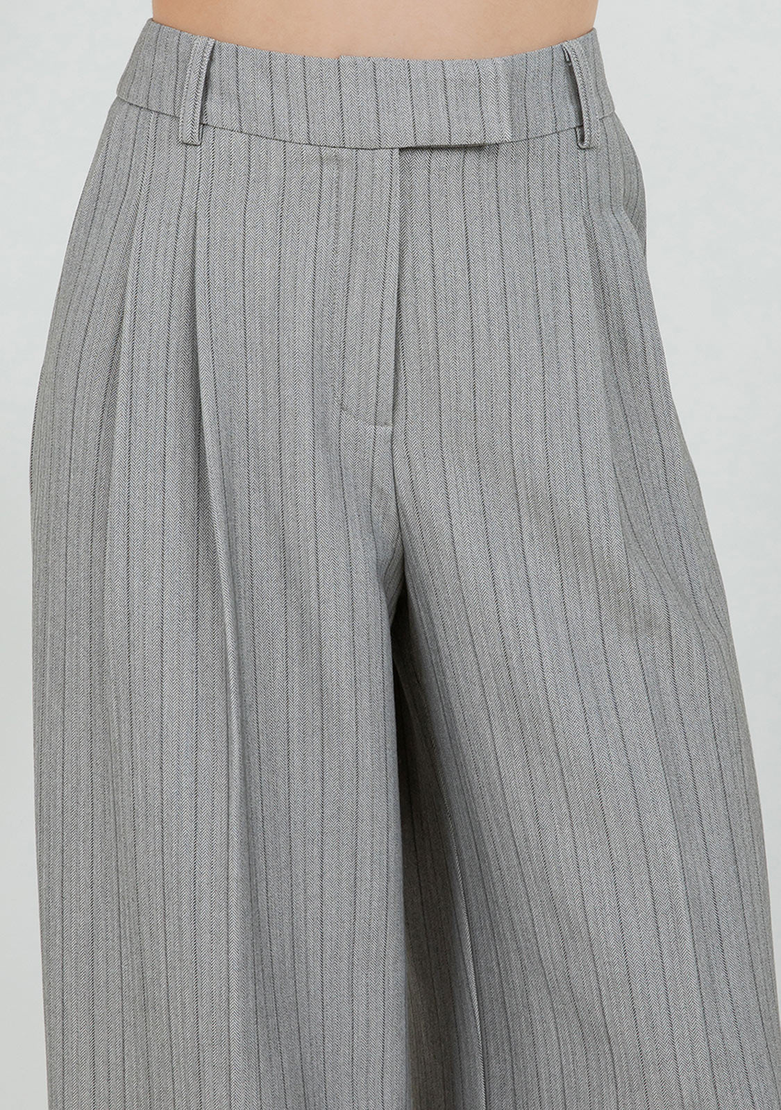 Embossed Pinstripe Trousers Grey