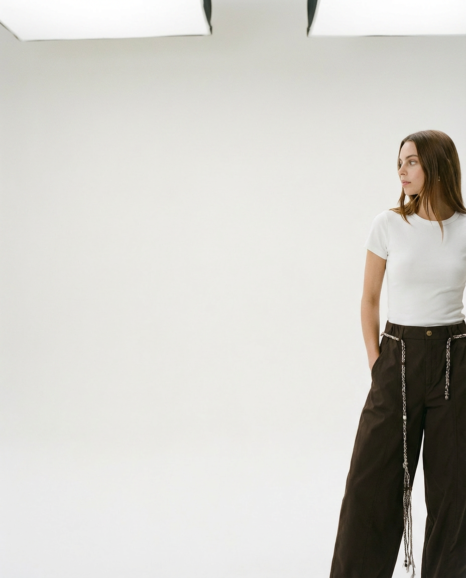 Pantalon cargo à jambes larges, olive/vert