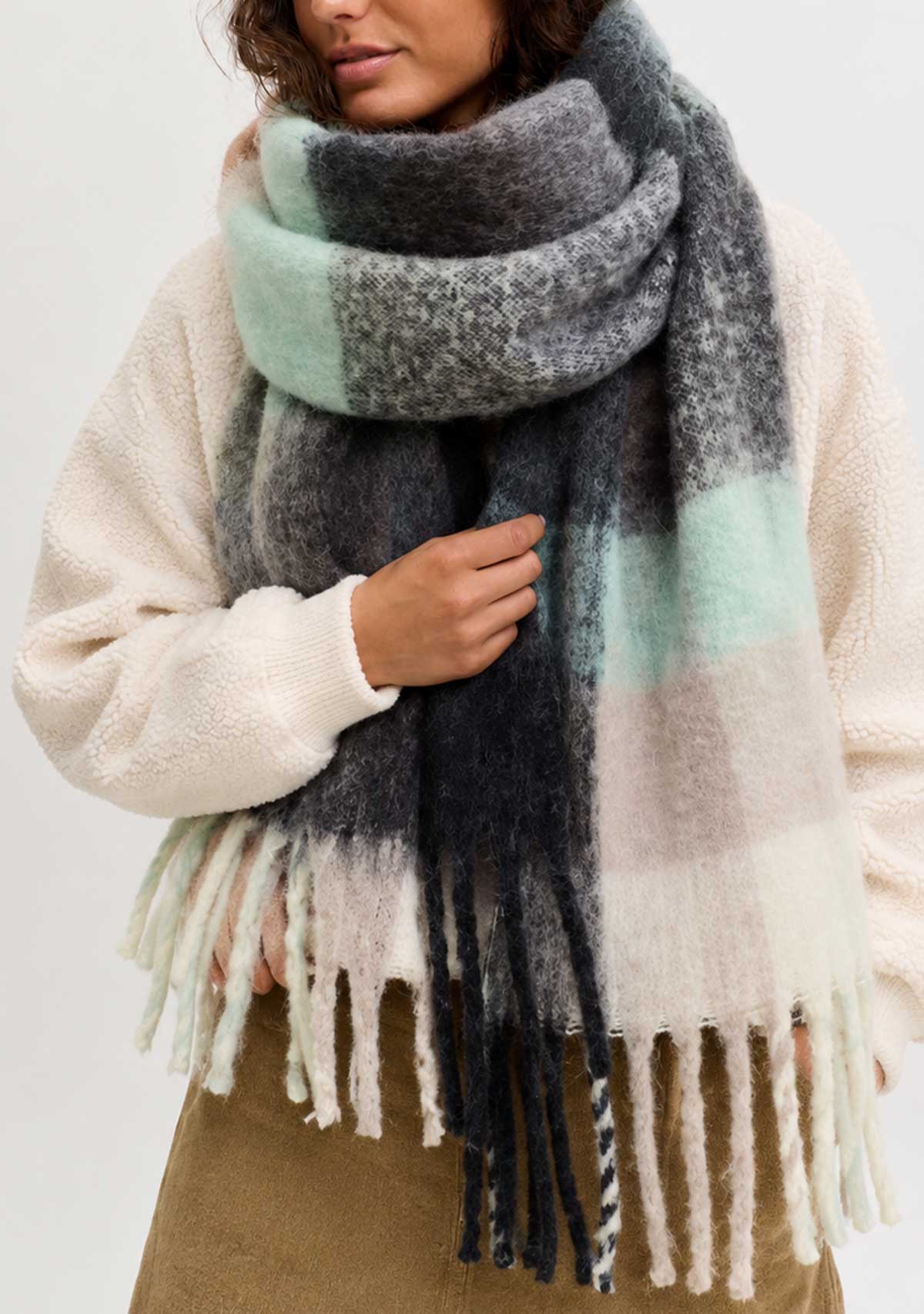 Winter Pashmina Blanket Scarf Blue Alibaba