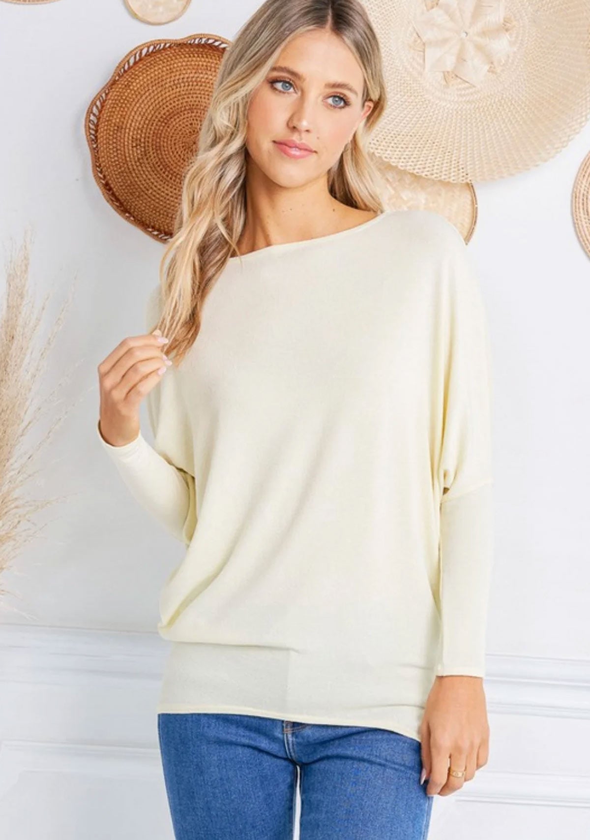 Off Shoulder Dolman Slv Tunic Ivory