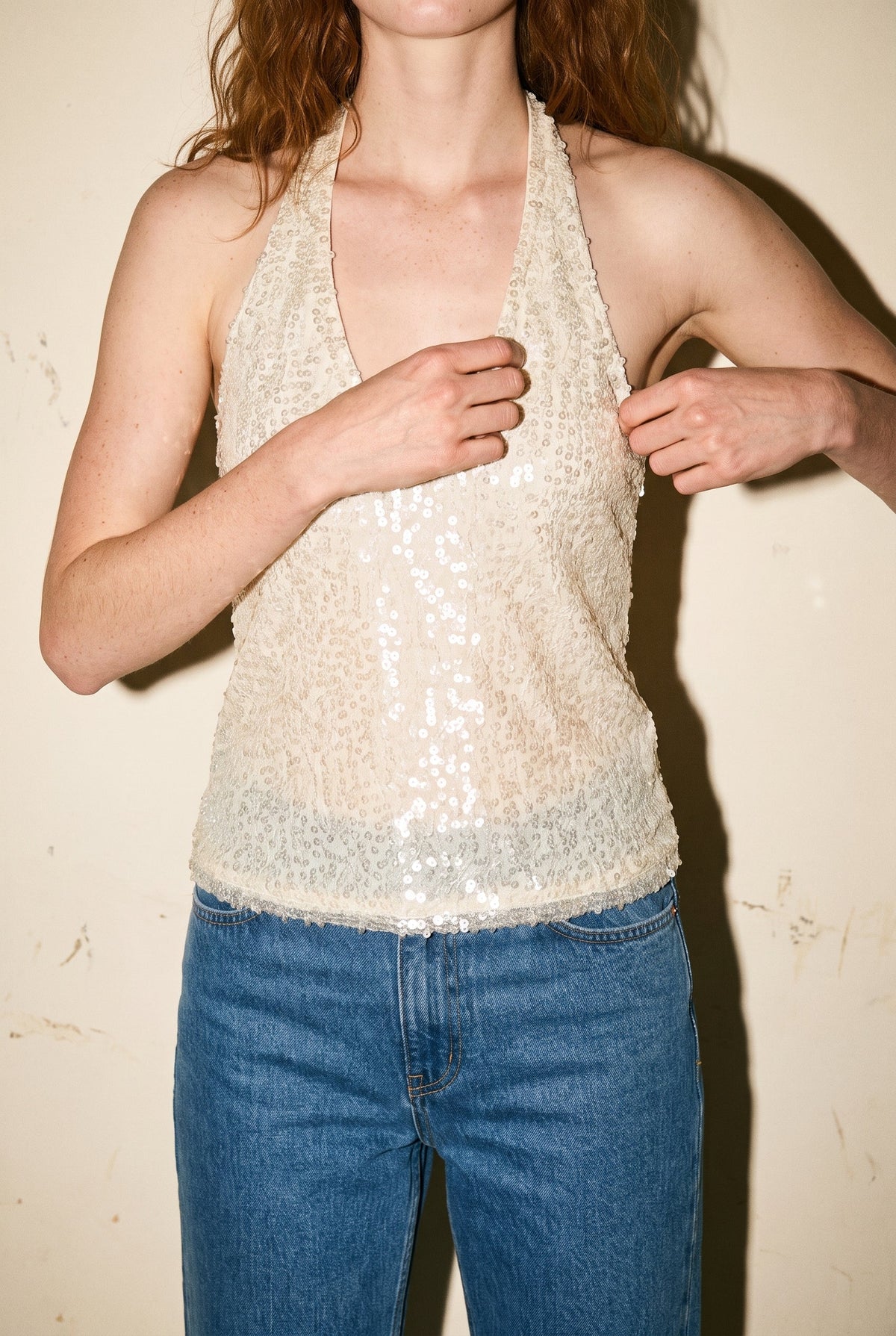 VmCarolina Halterneck SQ Top JRS Birch Vero Moda