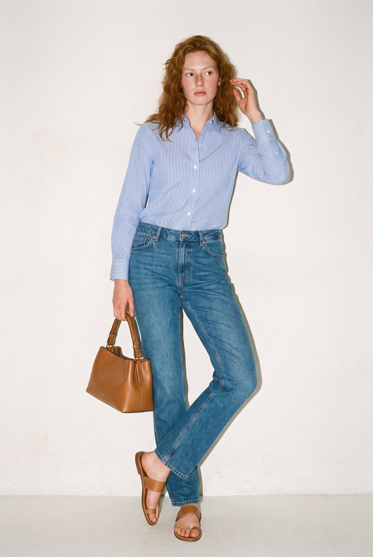Chemise rayée bleue à boutons