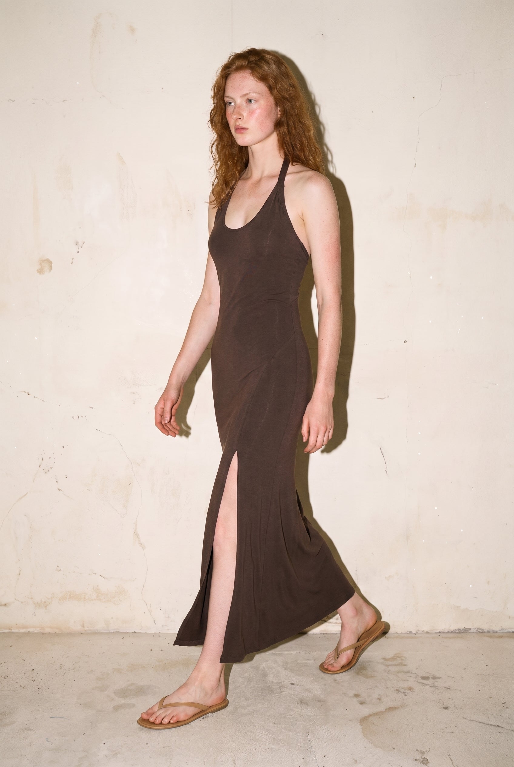 Twist Halter Slit Maxi Dress