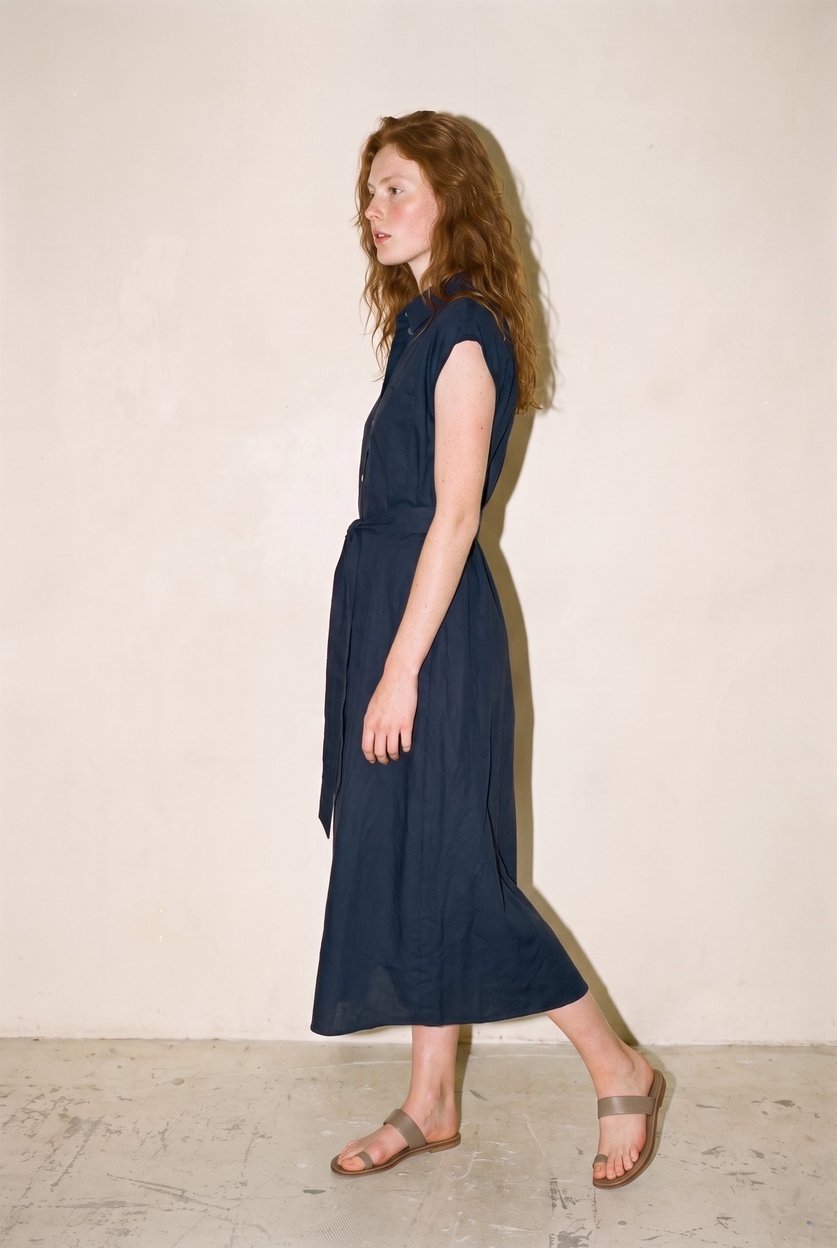 Vm Mymilo  Calf Shirt Dress Navy Blazer