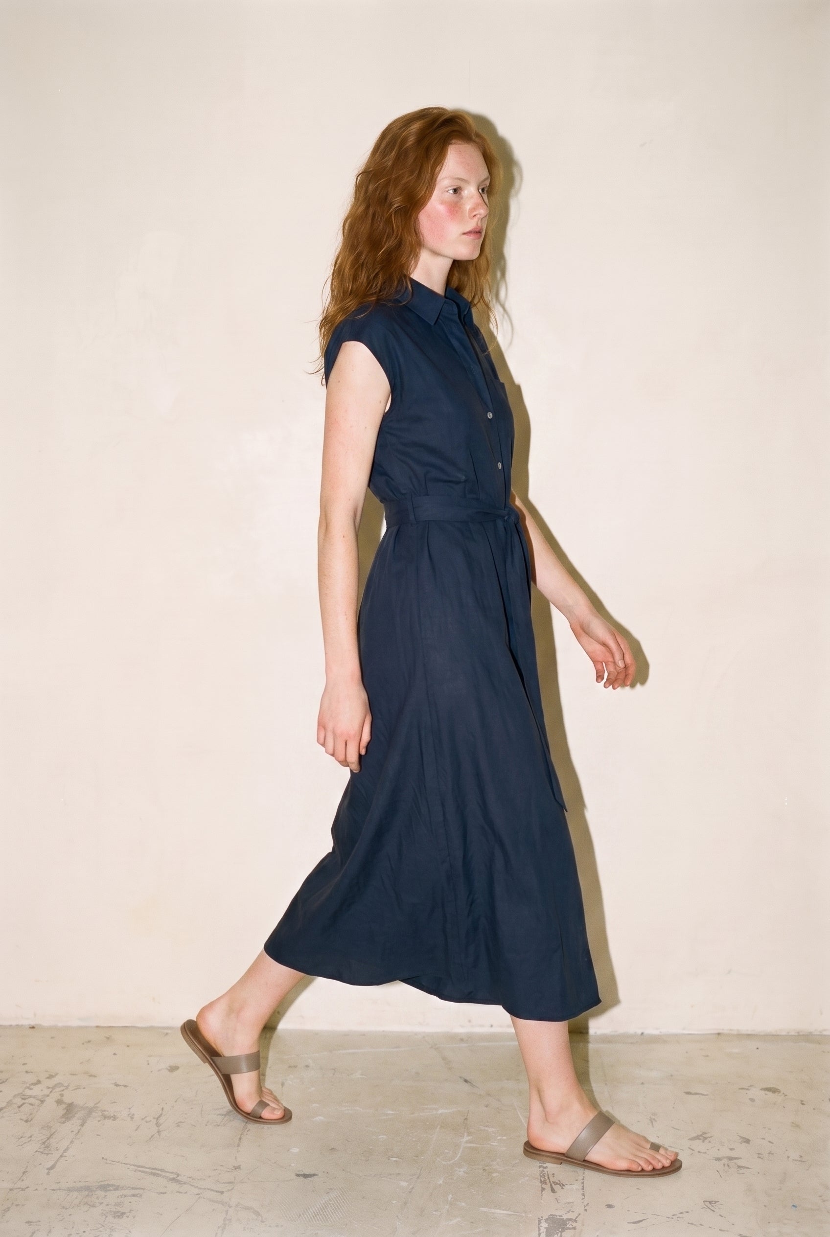 Vm Mymilo  Calf Shirt Dress Navy Blazer