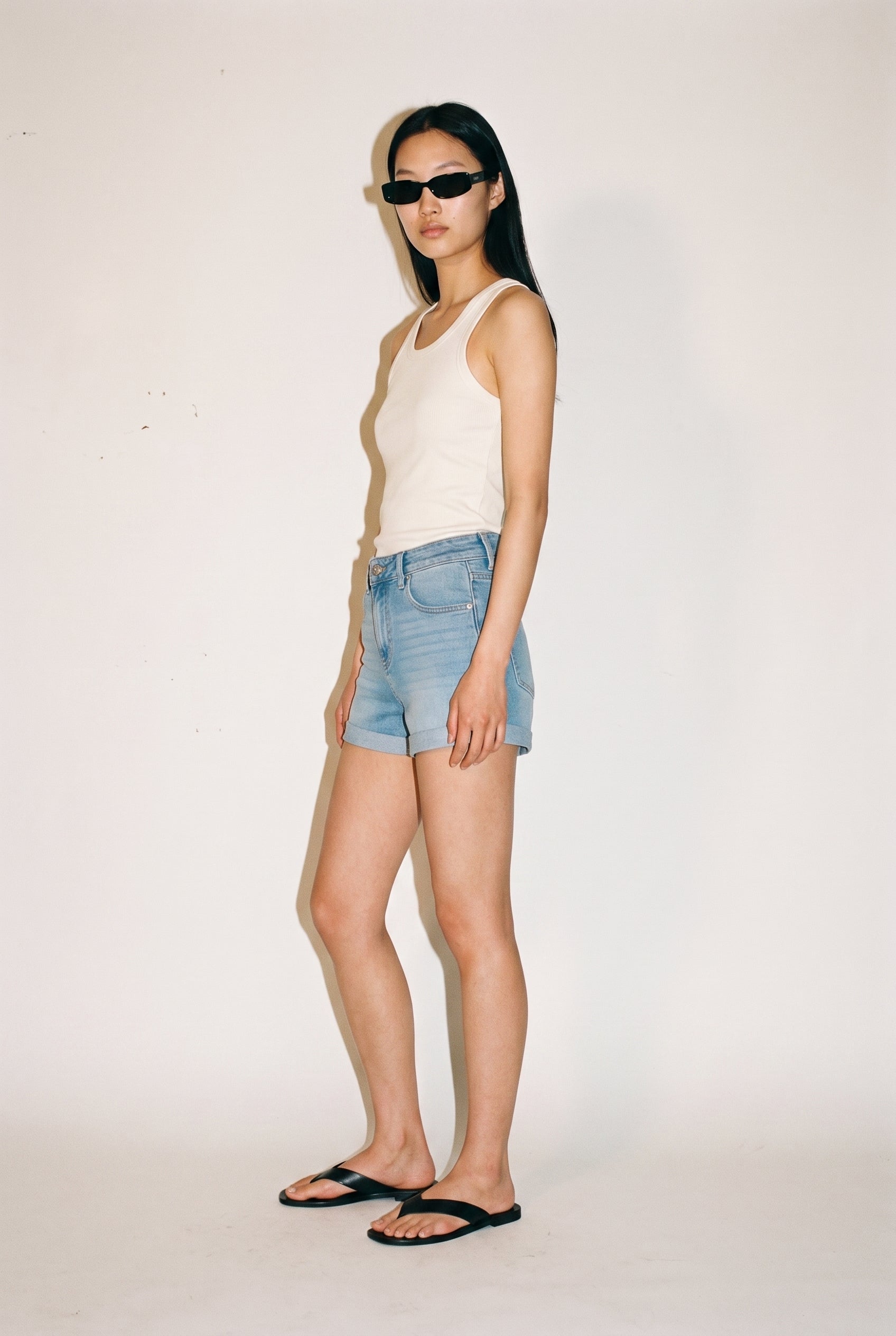 Vintage High-Rise Denim Short Denim Blue