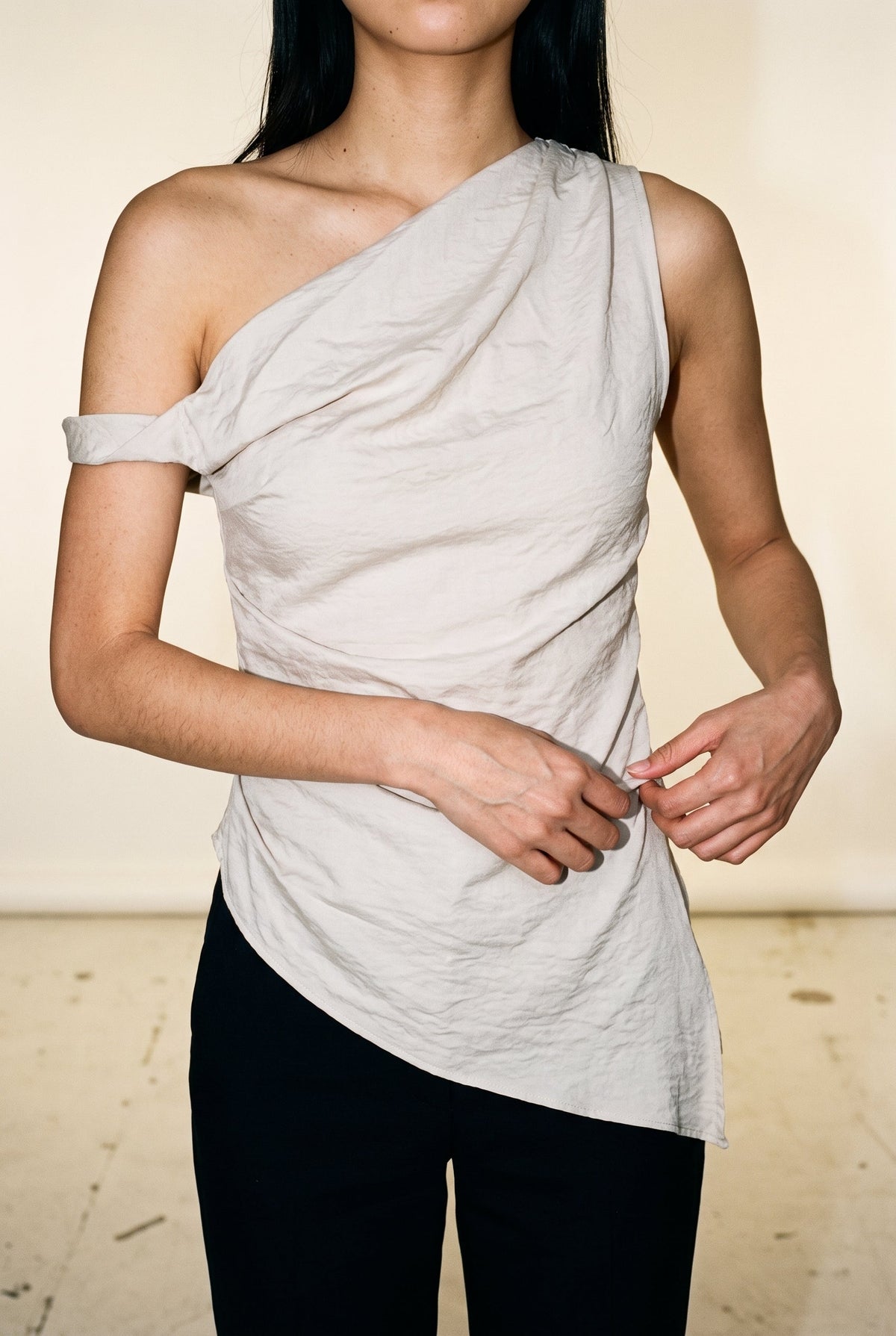Asymmetrical Shoulder Tunic Top Vanilla Emory Park
