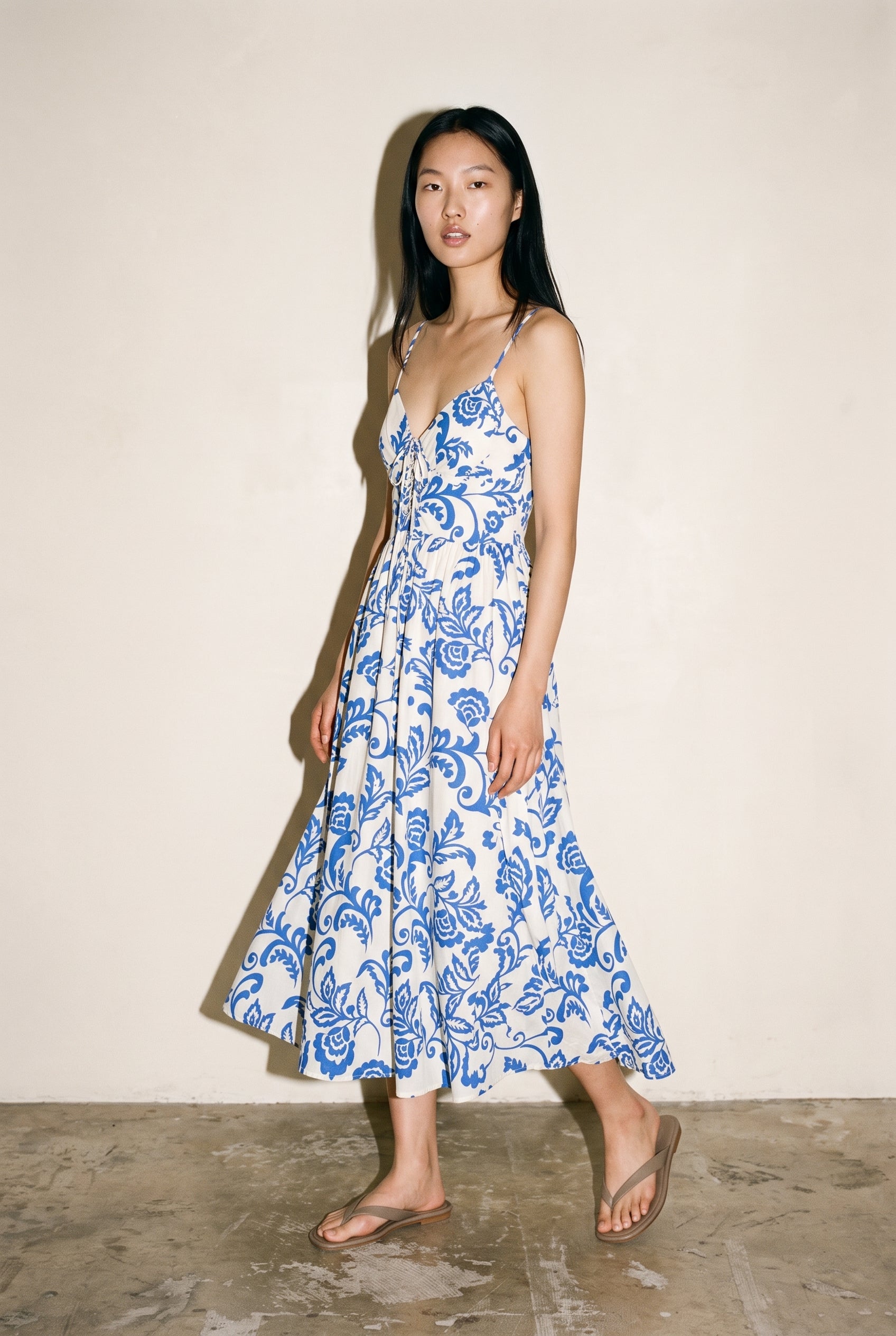 Romantic Printed Midi Dress Print