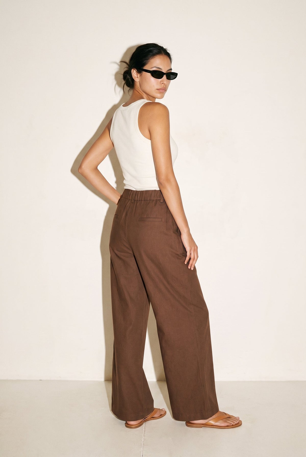 High Waist Wide Leg Trousers Khaki Green COCA