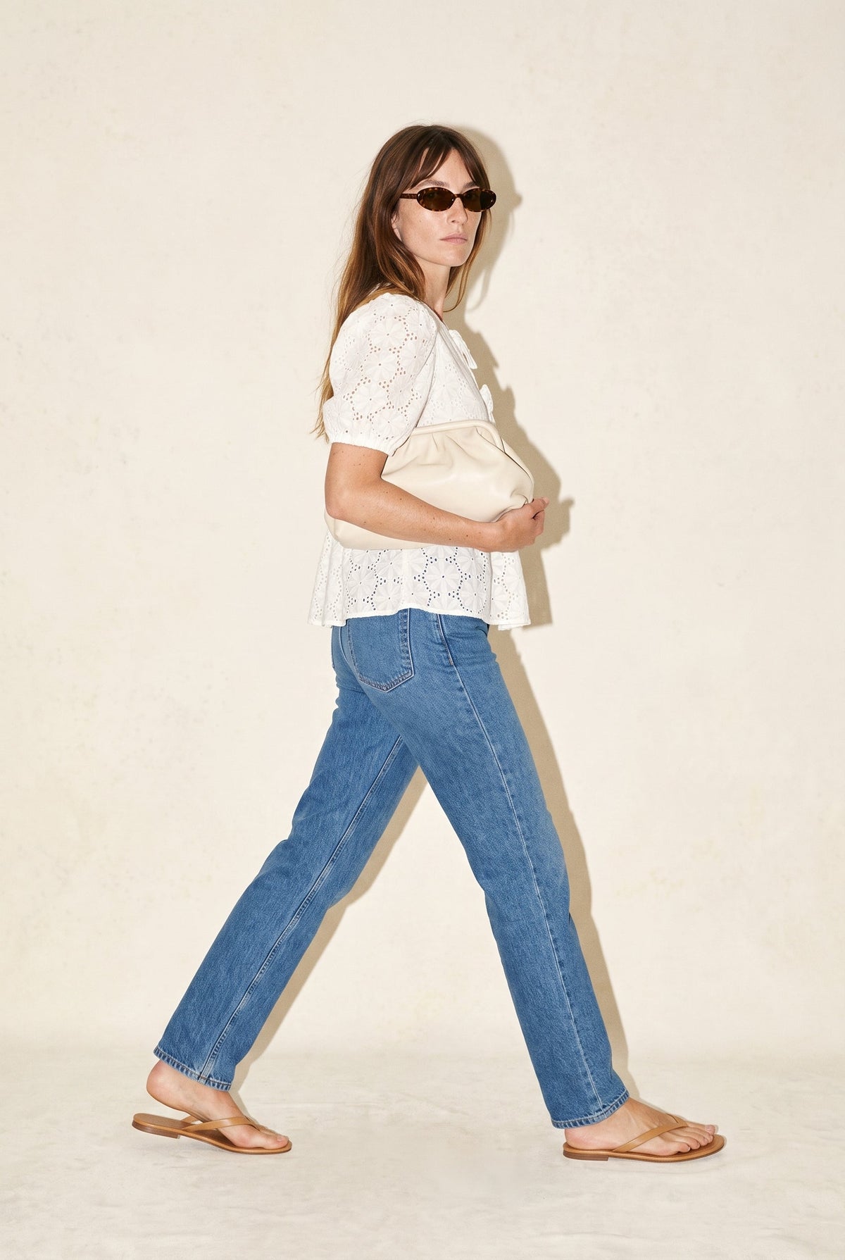 Eyelet Puff Sleeve Bottom Ruffle Front Tie Top Off White The Latest Scoop