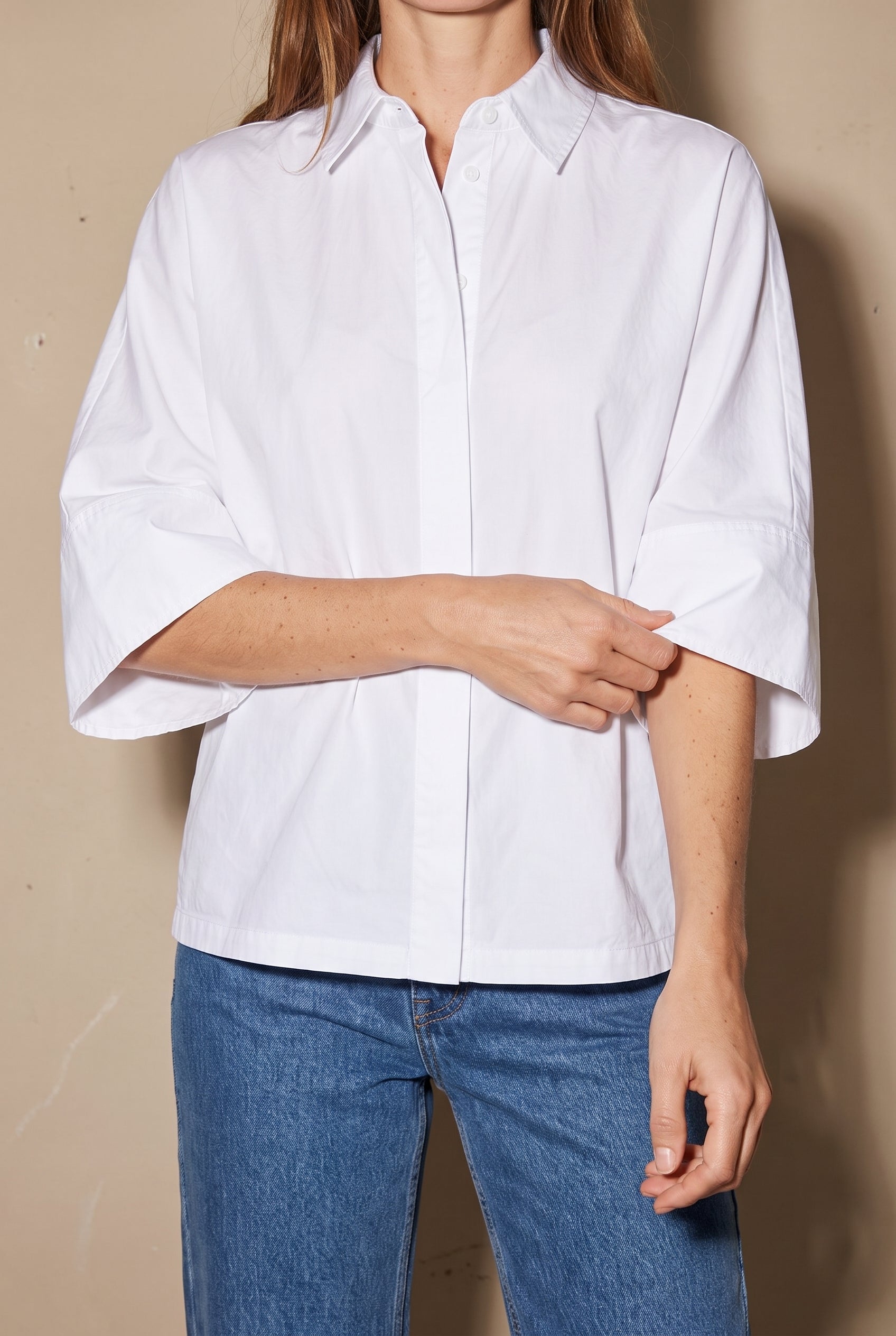 Oversized Collared Button Shirt White COCA