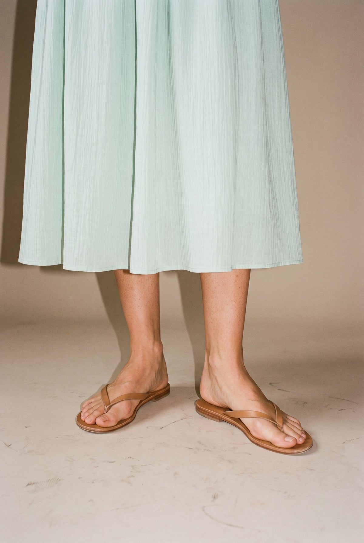 Washed Smoked Waist Band Skirt Mint Aakaa