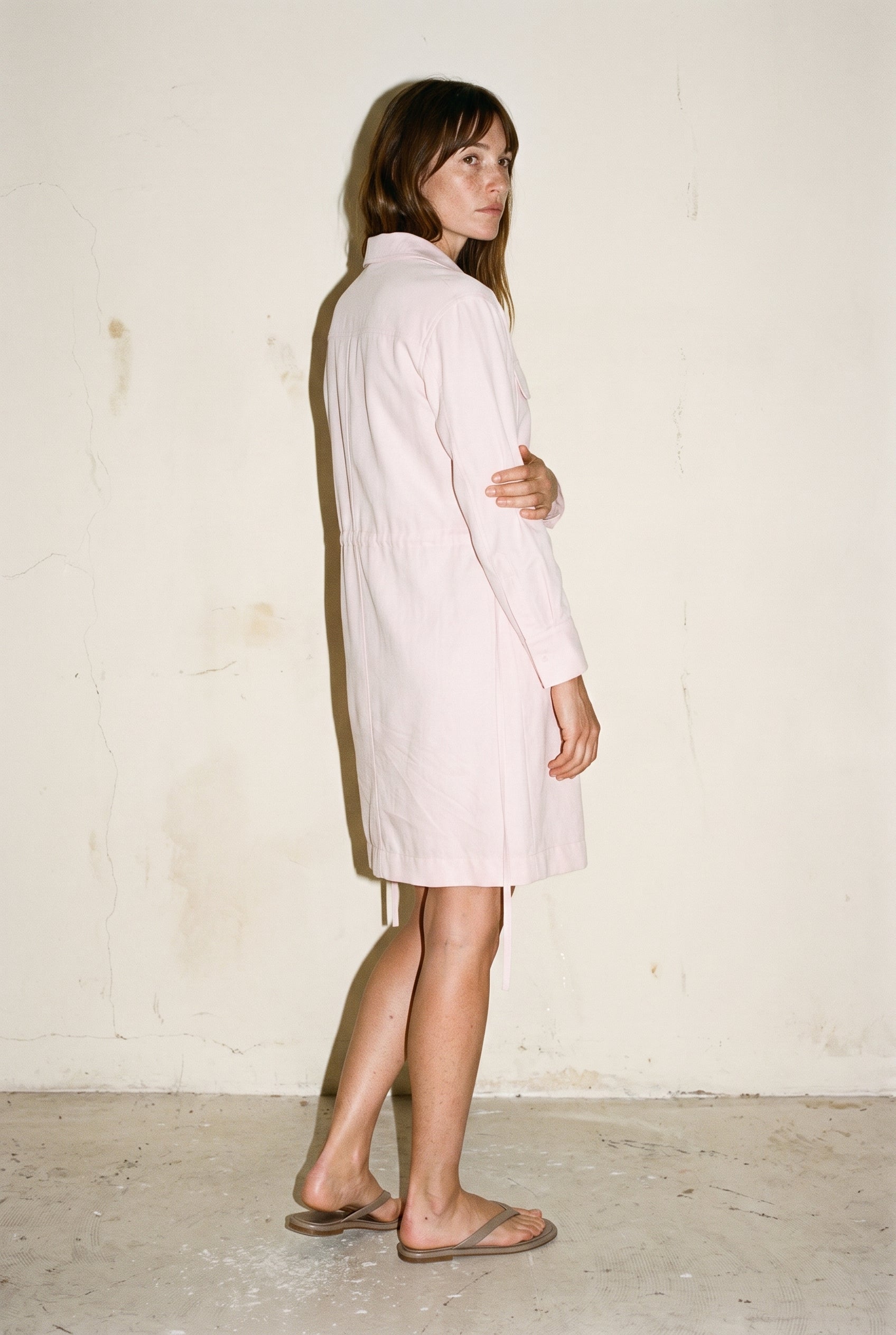 Utility Drawstring Dress Off White