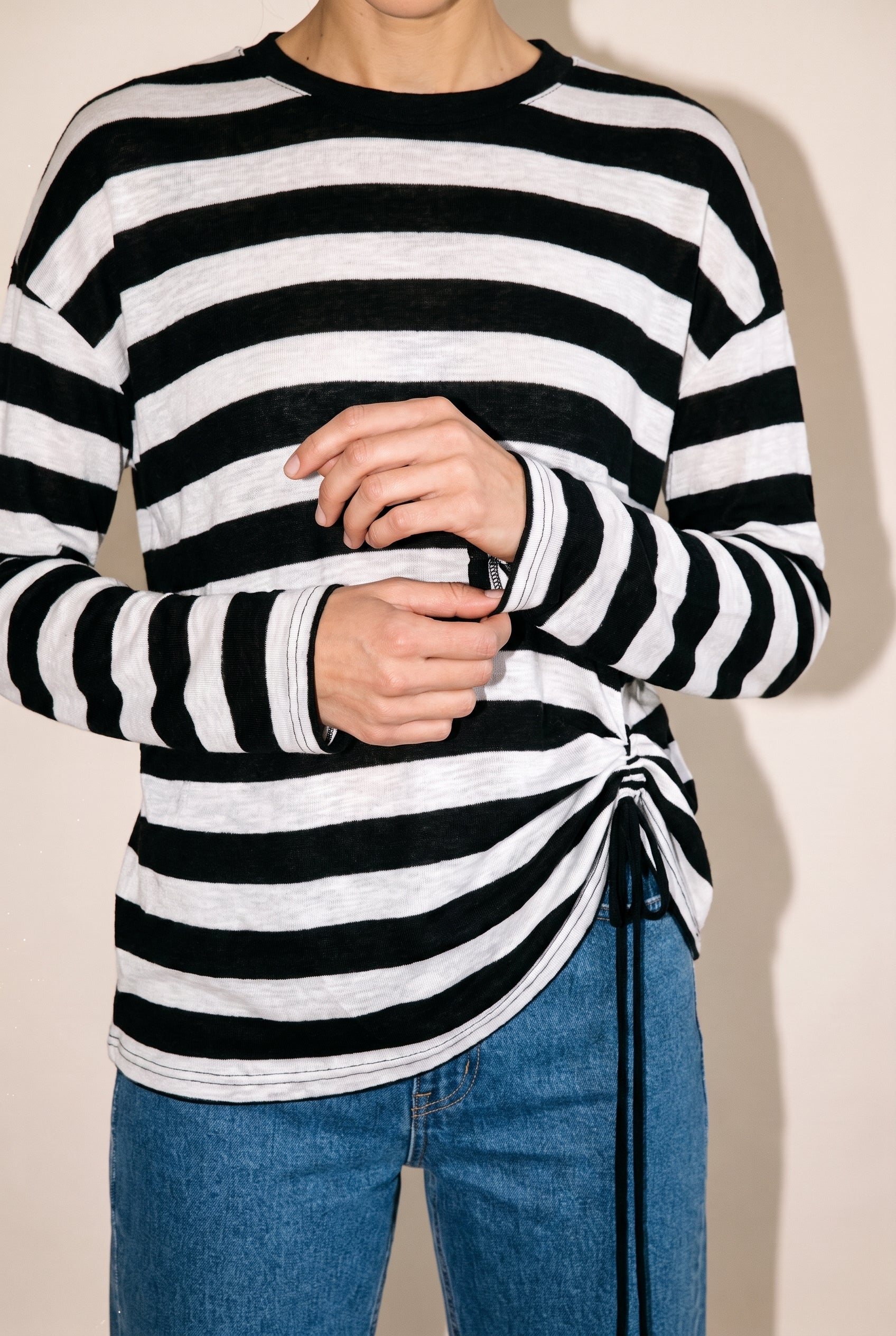 Side Tie Striped Pullover Stripes audrey
